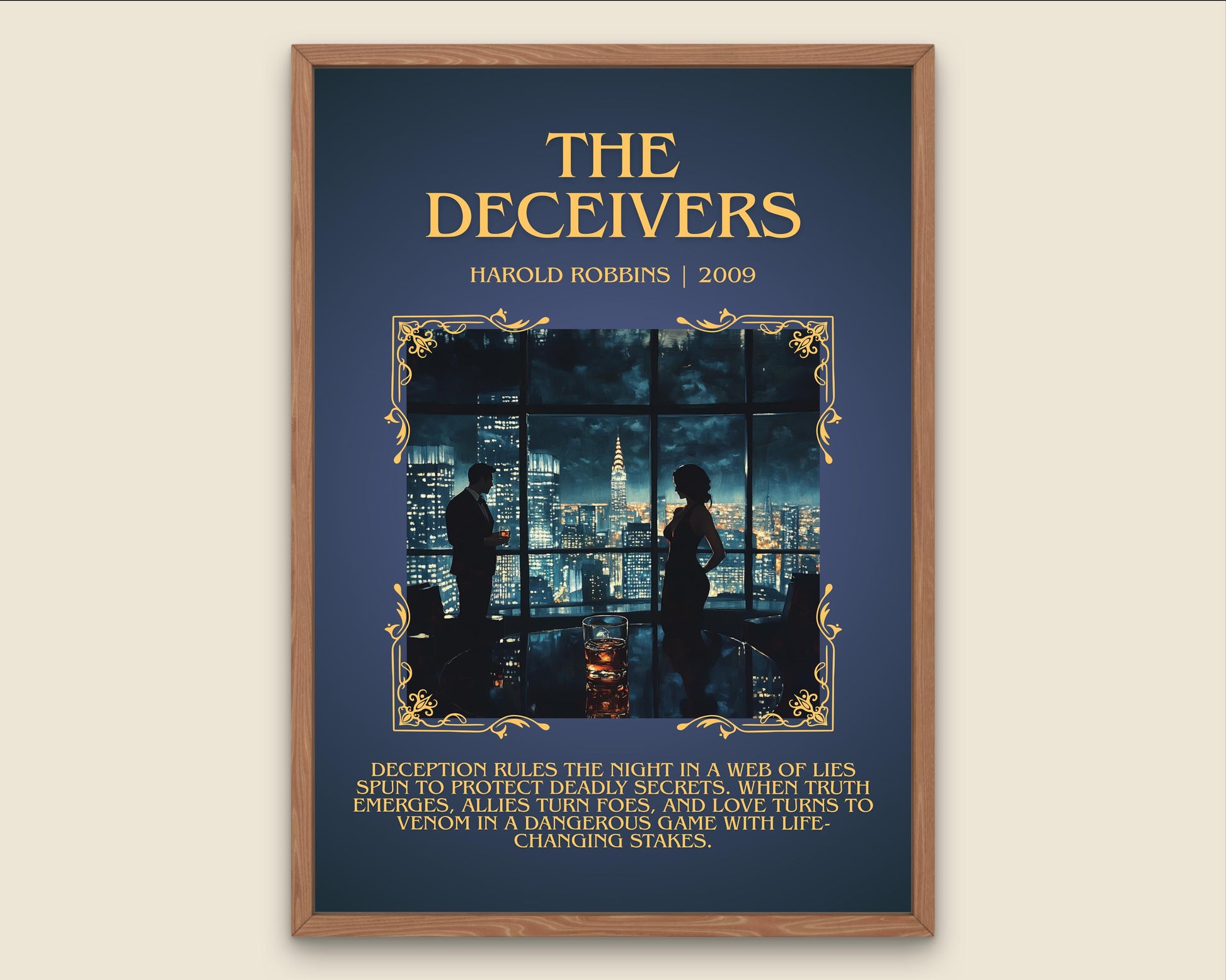 The Deceivers by Harold Robbins Descriptive, High Quality Poster Print.Free Delivery Wall Art.Author&Blurb Book Nook Gift Library