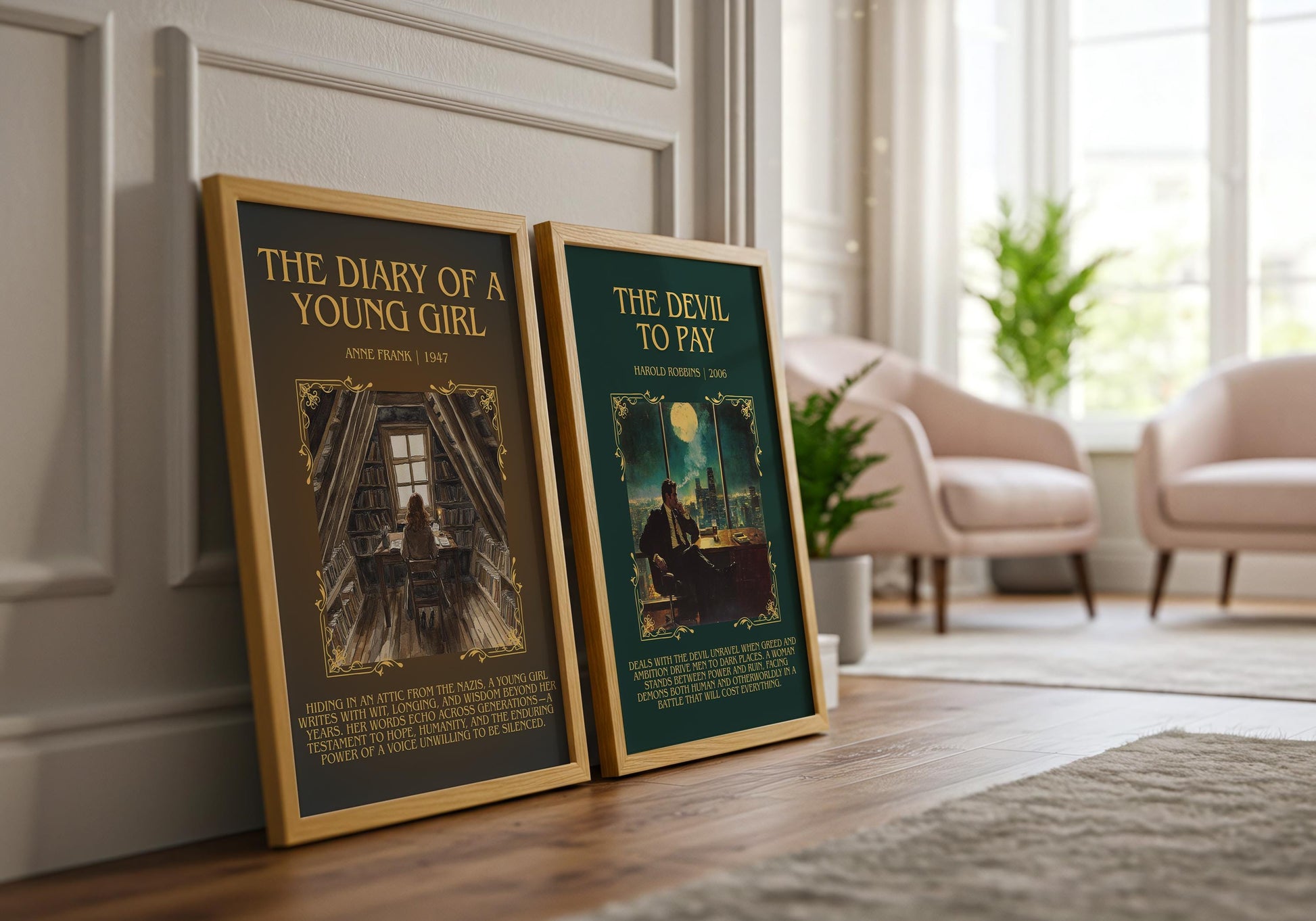 The Devil To Pay by Harold Robbins Descriptive, High Quality Poster Print.Free Delivery Wall Art.Author&Blurb Book Nook Gift Library