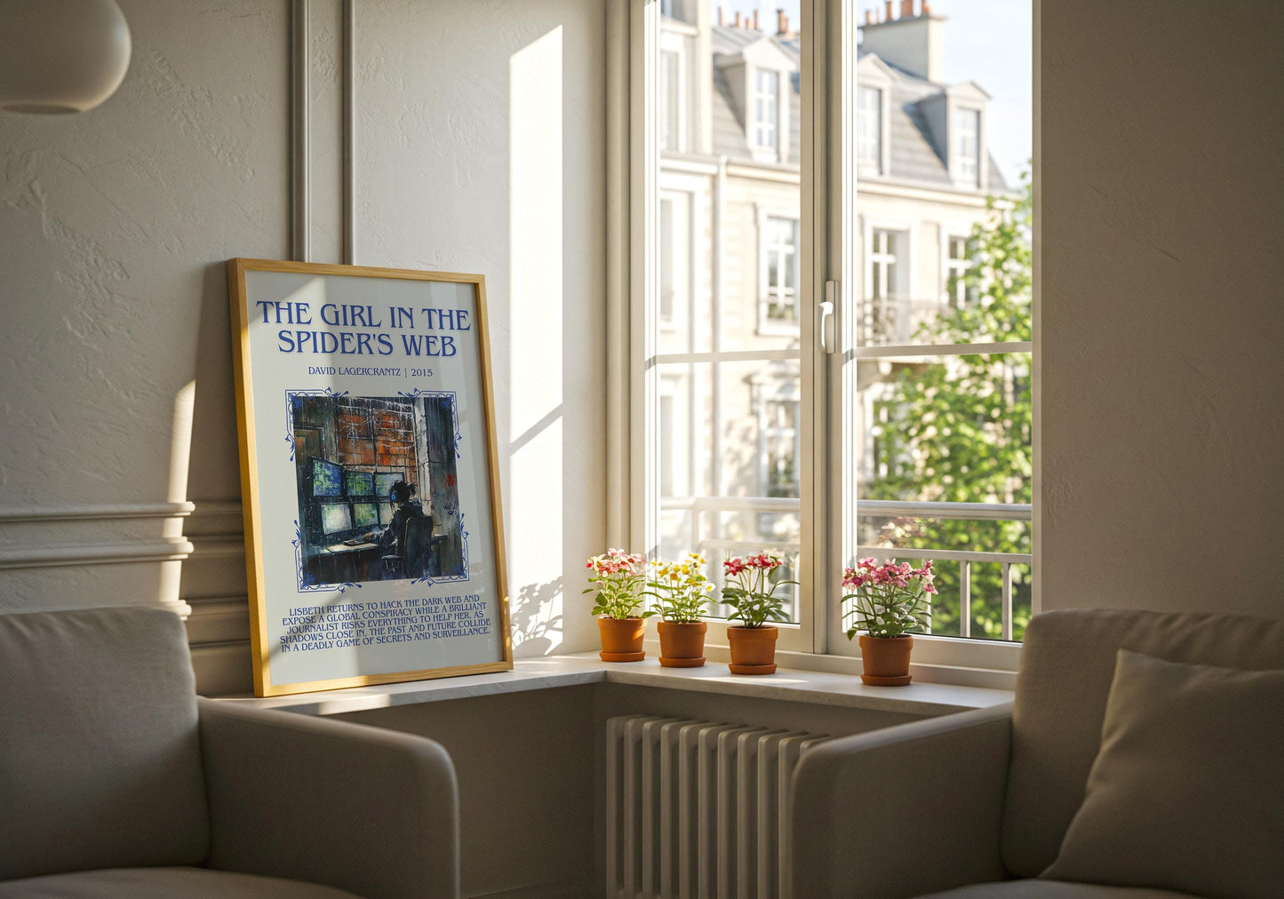 The Girl In The Spider's Web by David Lagercrantz Descriptive, High Quality Poster Print.Free Delivery Wall Art.Author&Blurb Book Nook Gift