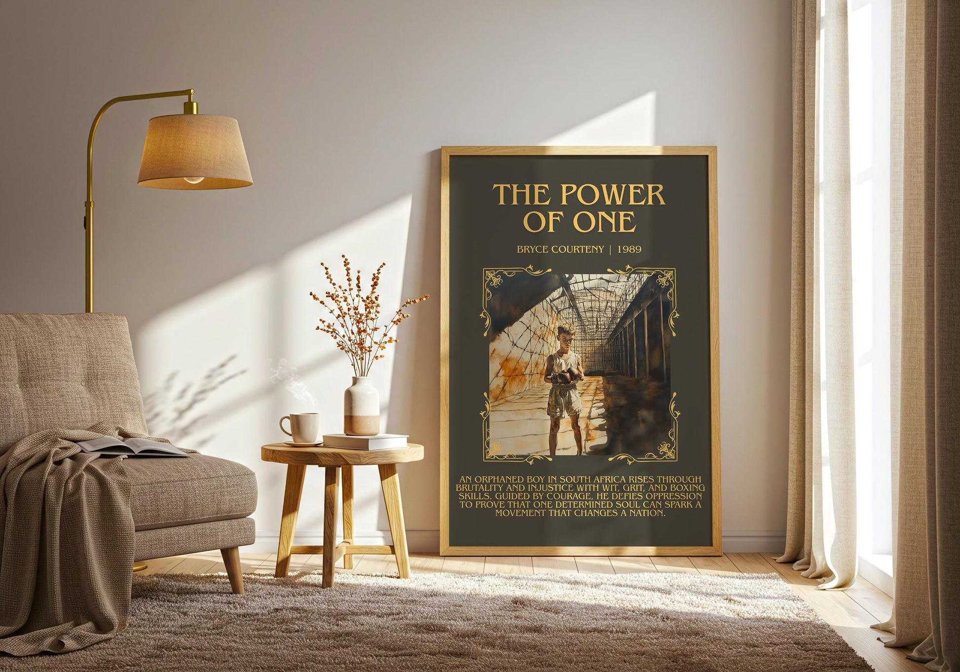 The Power Of One by Bryce Courtney Descriptive, High Quality Poster Print.Free Delivery Wall Art.Author&Blurb Book Nook Gift Library