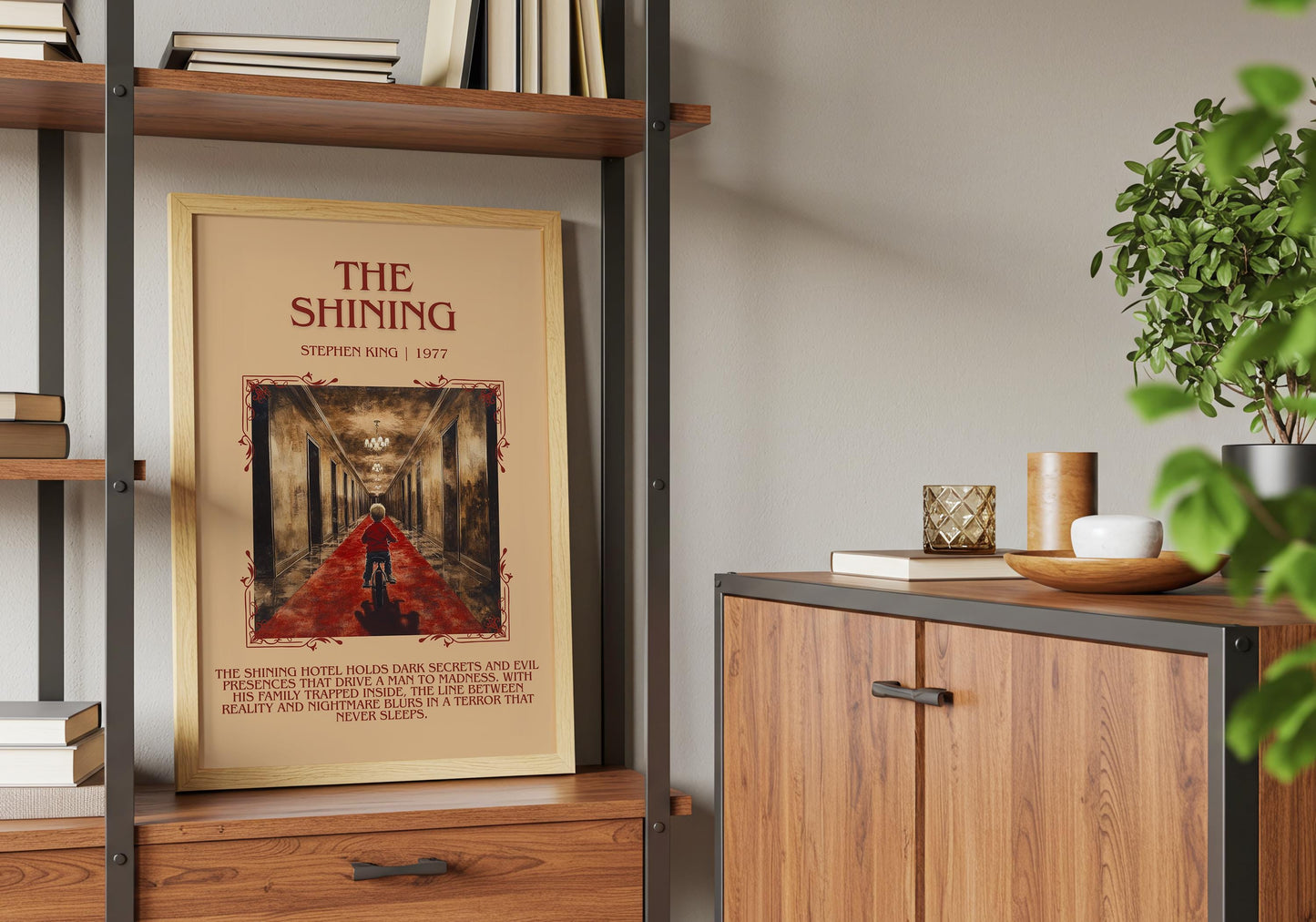 The Shining by Stephen King Descriptive, High Quality Poster Print.Free Delivery Wall Art.Author&Blurb Book Nook Gift Library