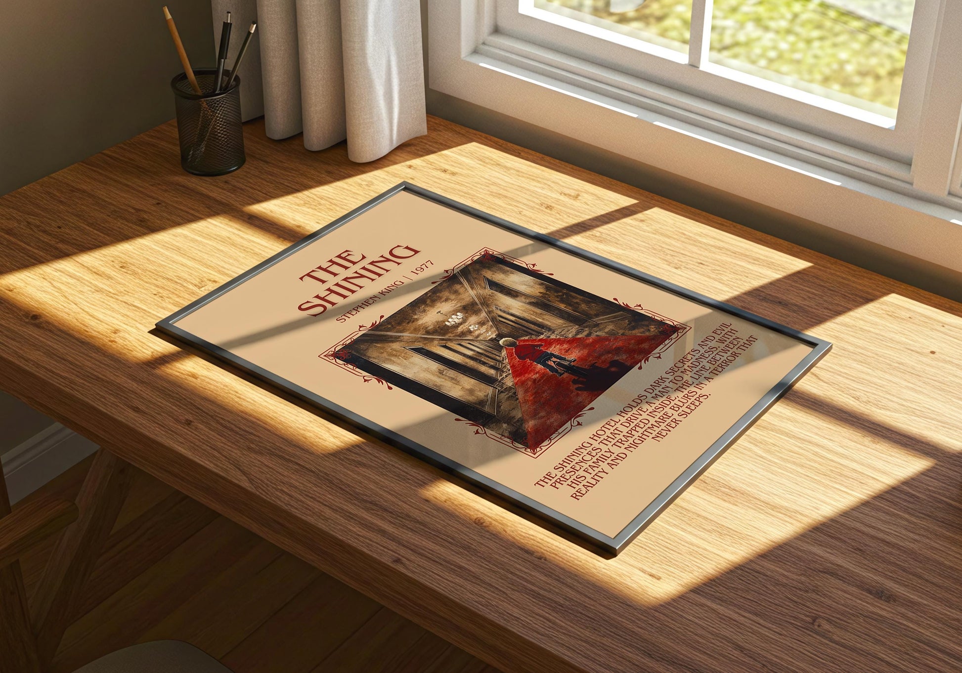 The Shining by Stephen King Descriptive, High Quality Poster Print.Free Delivery Wall Art.Author&Blurb Book Nook Gift Library