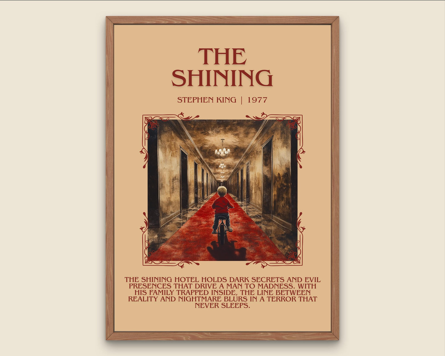 The Shining by Stephen King Descriptive, High Quality Poster Print.Free Delivery Wall Art.Author&Blurb Book Nook Gift Library