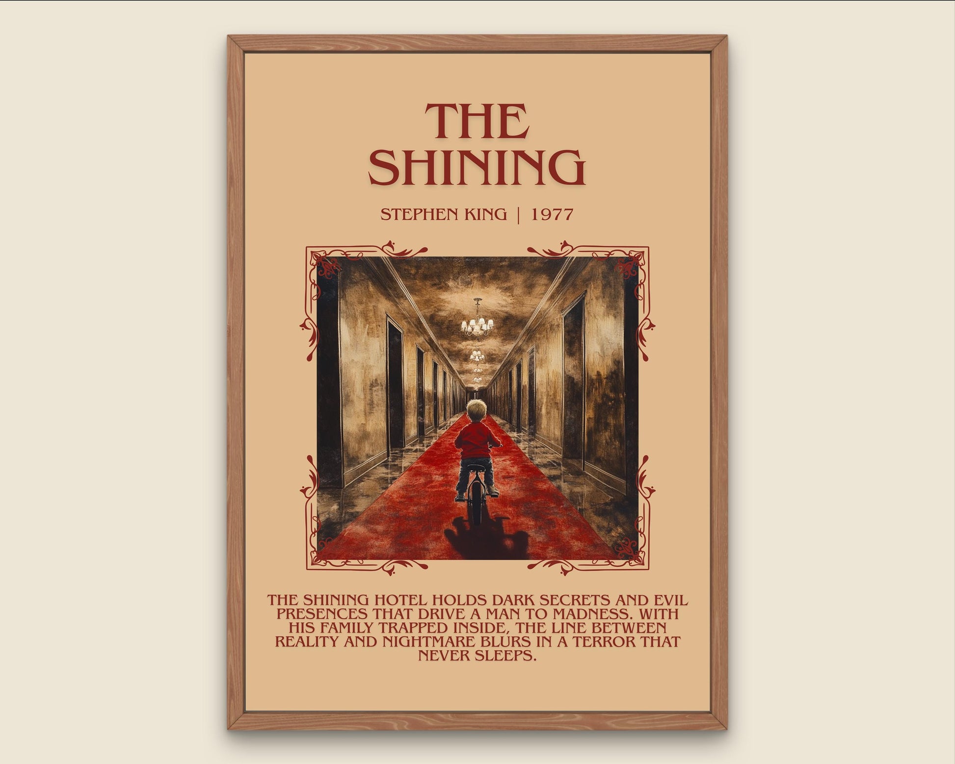 The Shining by Stephen King Descriptive, High Quality Poster Print.Free Delivery Wall Art.Author&Blurb Book Nook Gift Library