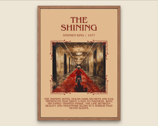 The Shining by Stephen King Descriptive, High Quality Poster Print.Free Delivery Wall Art.Author&Blurb Book Nook Gift Library