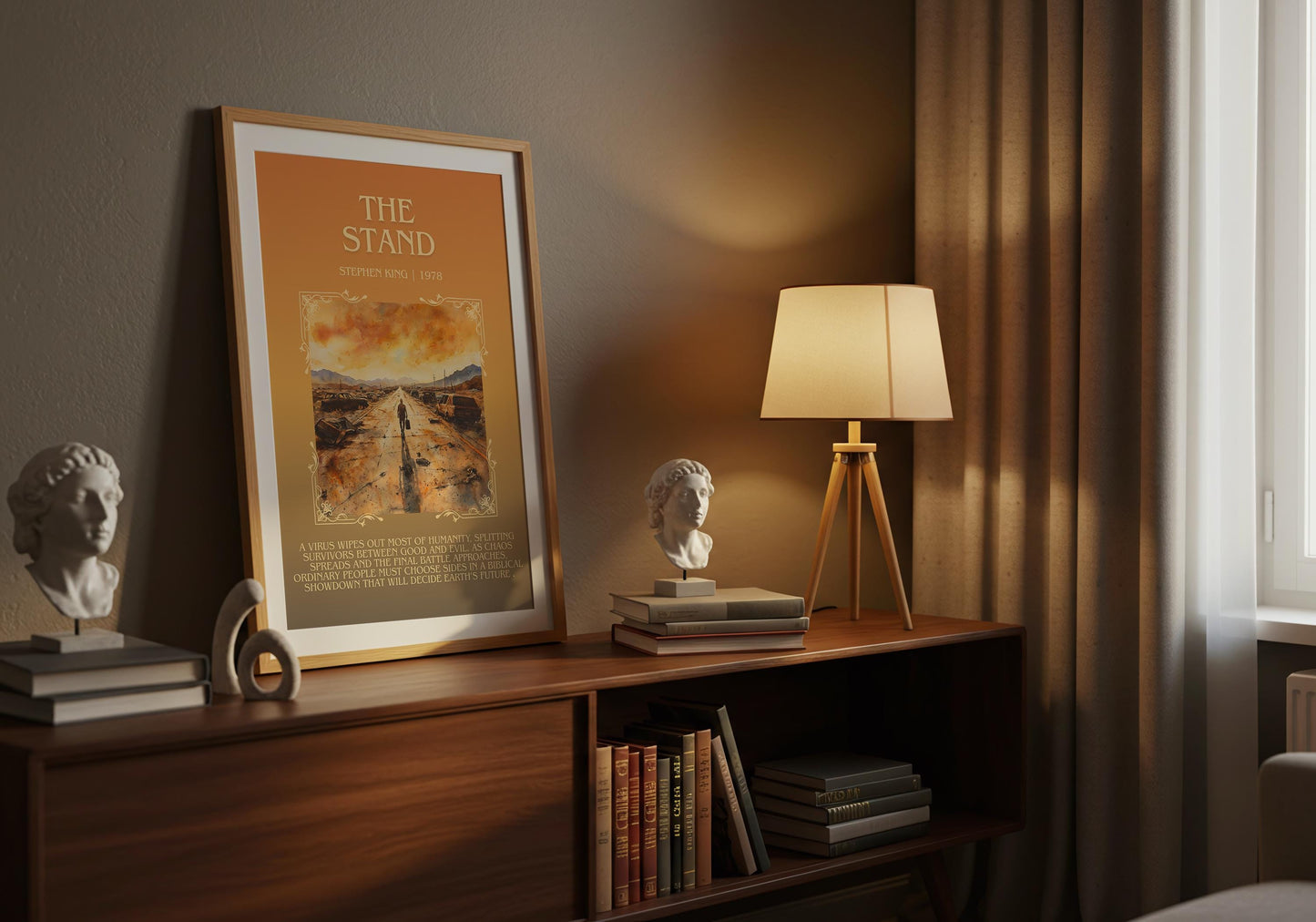 The Stand by Stephen King Descriptive, High Quality Poster Print.Free Delivery Wall Art.Author&Blurb Book Nook Gift Library