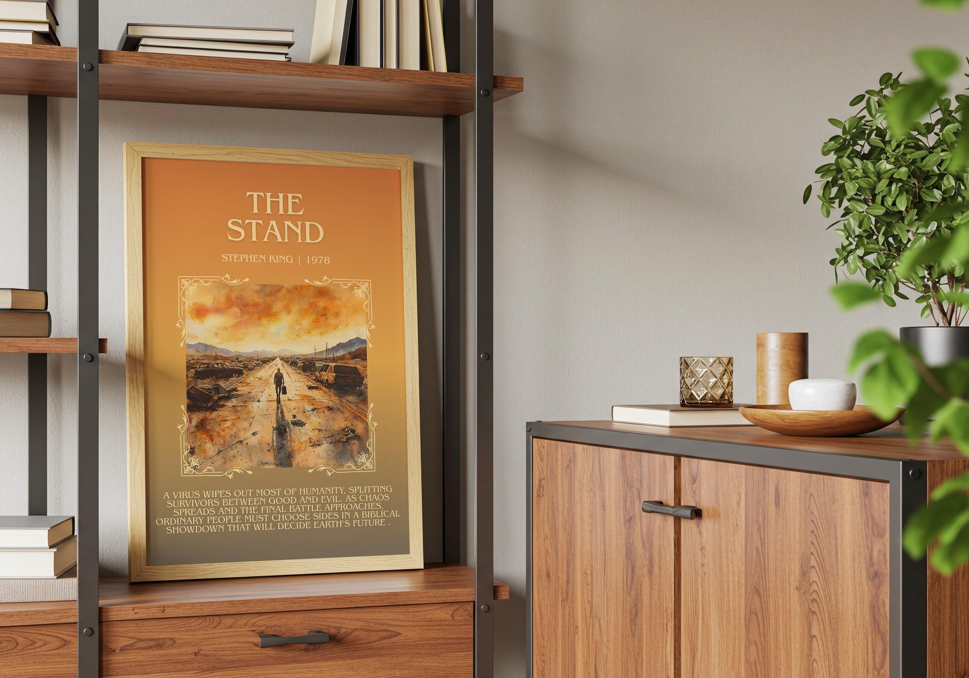 The Stand by Stephen King Descriptive, High Quality Poster Print.Free Delivery Wall Art.Author&Blurb Book Nook Gift Library