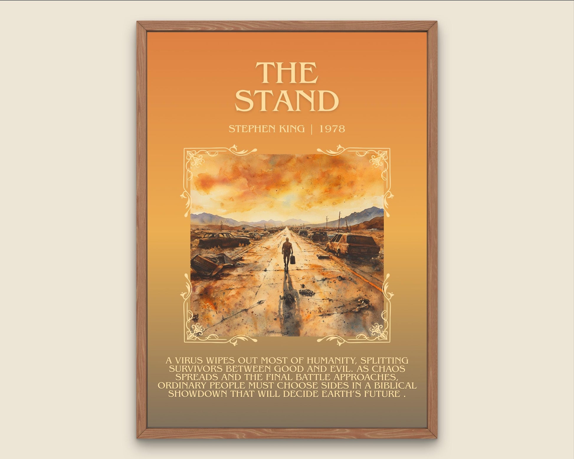 The Stand by Stephen King Descriptive, High Quality Poster Print.Free Delivery Wall Art.Author&Blurb Book Nook Gift Library