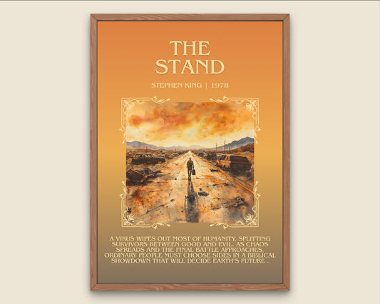 The Stand by Stephen King Descriptive, High Quality Poster Print.Free Delivery Wall Art.Author&Blurb Book Nook Gift Library