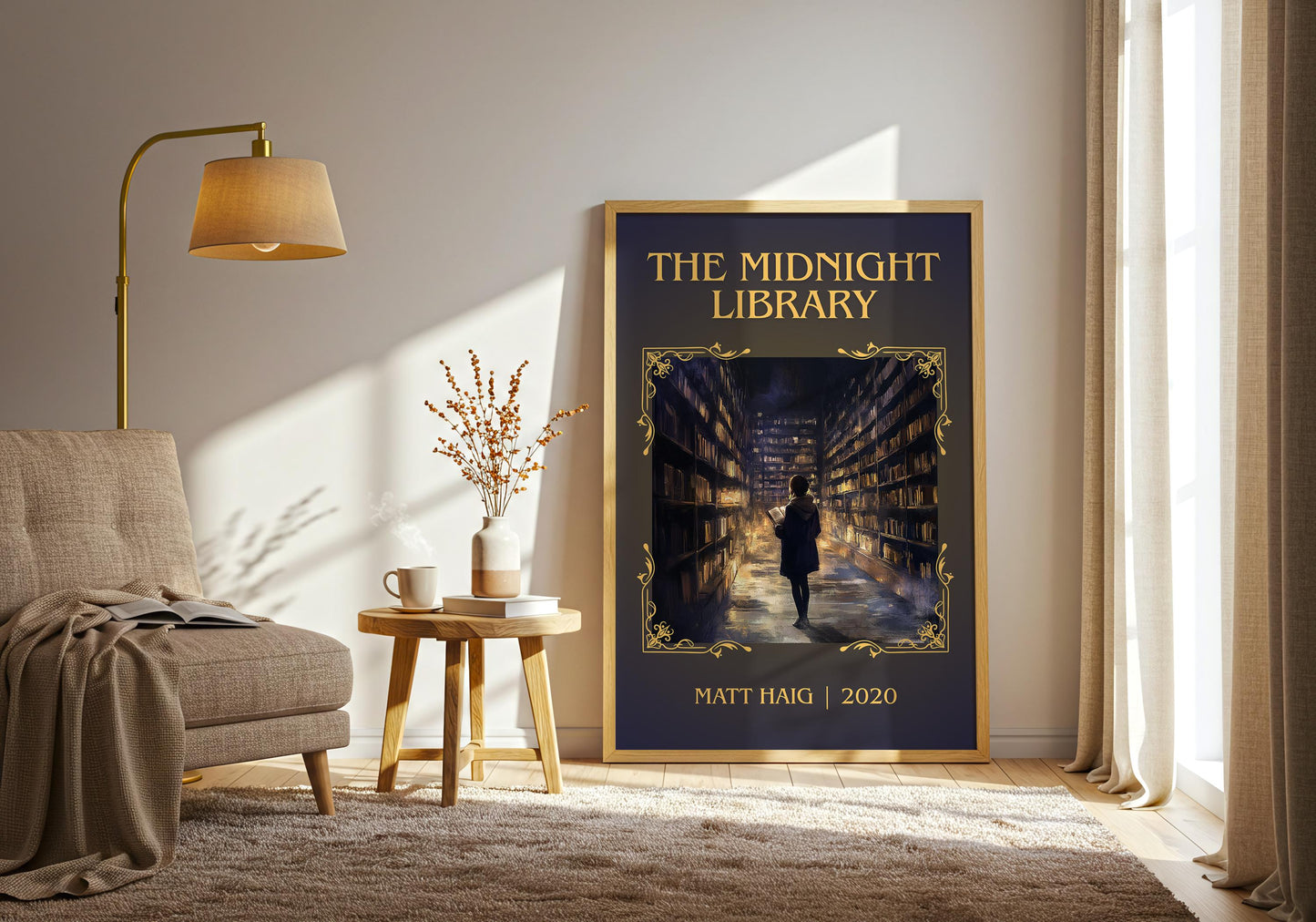 The Midnight Library by Matt Haig High Quality Poster Print-Free Delivery Wall Art. Author Book Artwork-Minimalist Gift Library Nook Gift