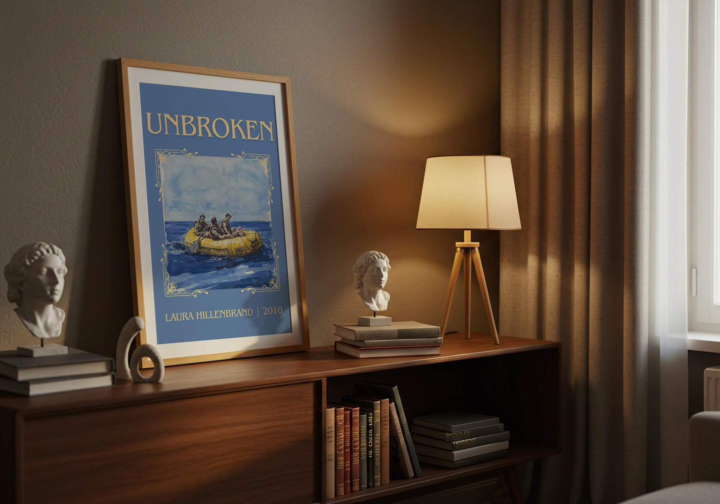 Unbroken by Laura Hillenbrand High Quality Poster Print-Free Delivery Wall Art. Author Book Artwork-Minimalist Gift Library Nook Gift
