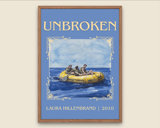 Unbroken by Laura Hillenbrand High Quality Poster Print-Free Delivery Wall Art. Author Book Artwork-Minimalist Gift Library Nook Gift