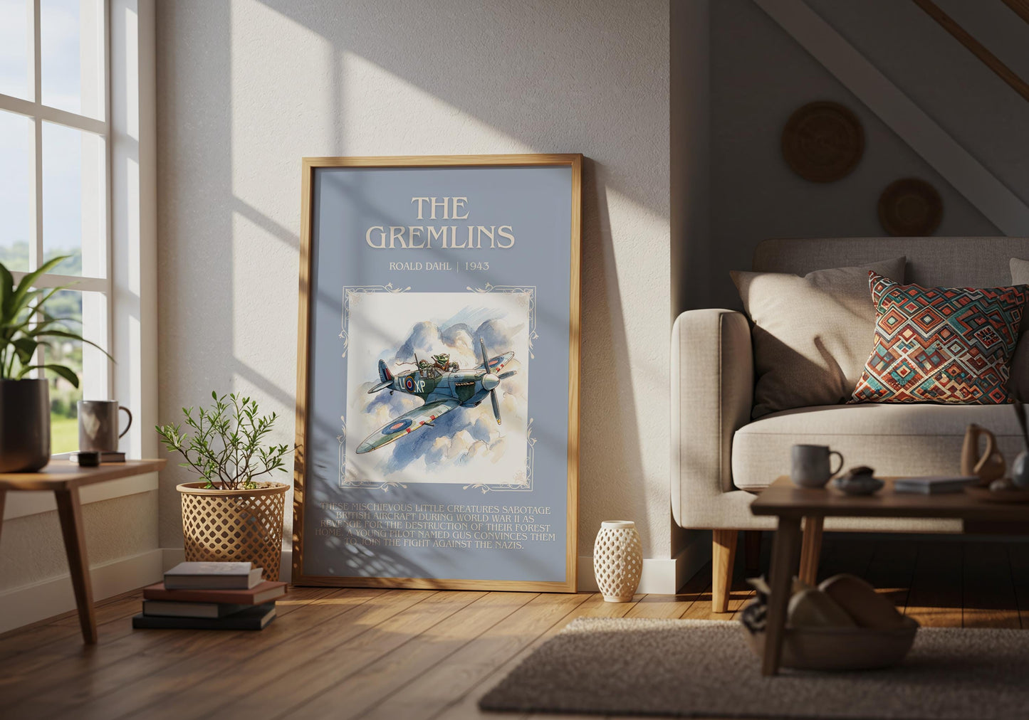 The Gremlins by Roald Dahl Descriptive, High Quality Poster Print.Free Delivery Wall Art.Author&Blurb Book Nook Gift Library Kids Book