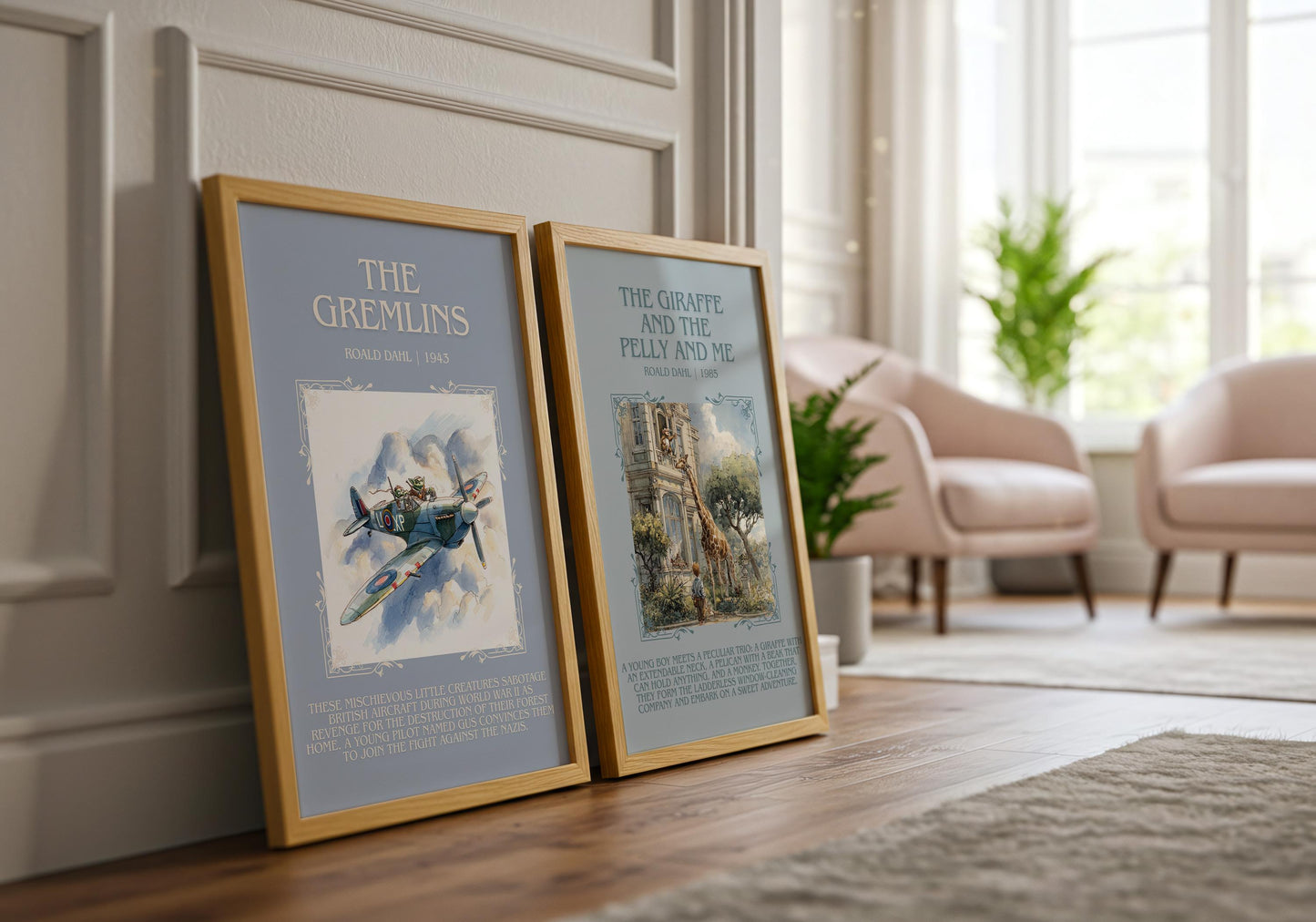 The Gremlins by Roald Dahl Descriptive, High Quality Poster Print.Free Delivery Wall Art.Author&Blurb Book Nook Gift Library Kids Book