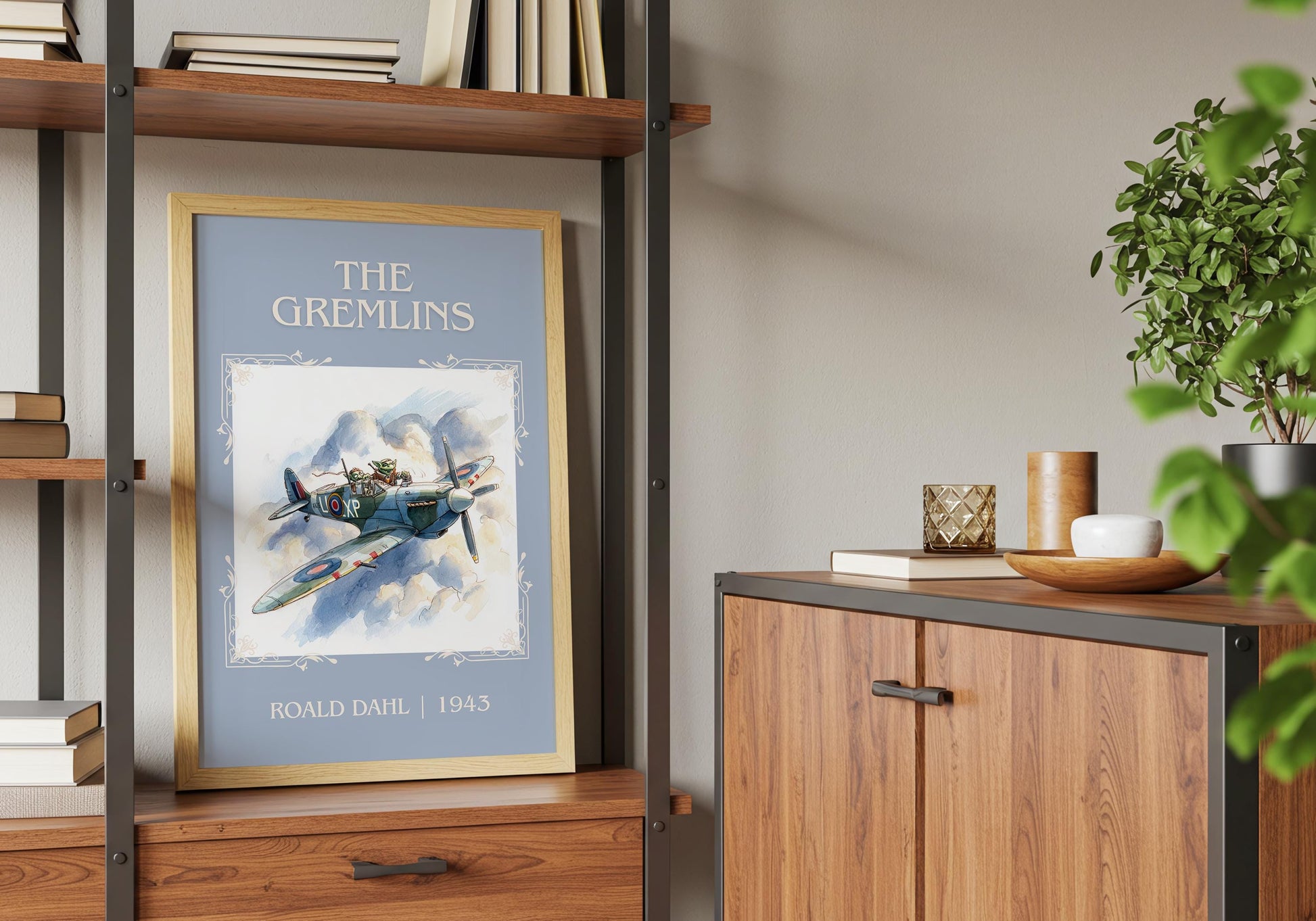 The Gremlins by Roald Dahl High Quality Poster Print. Free Delivery Wall Art. Author&Title Graphic Book Minimalist Kids Book