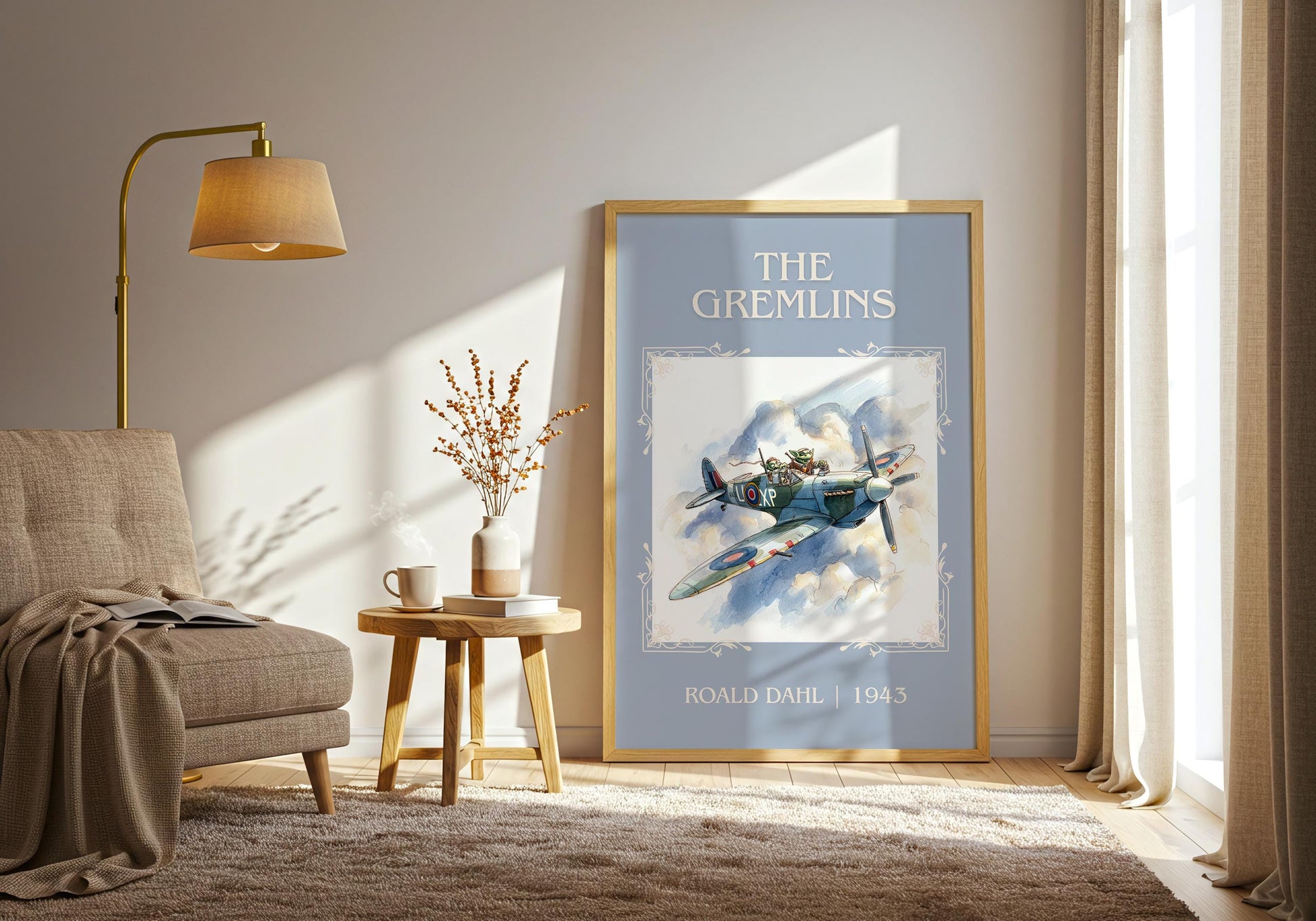 The Gremlins by Roald Dahl High Quality Poster Print. Free Delivery Wall Art. Author&Title Graphic Book Minimalist Kids Book