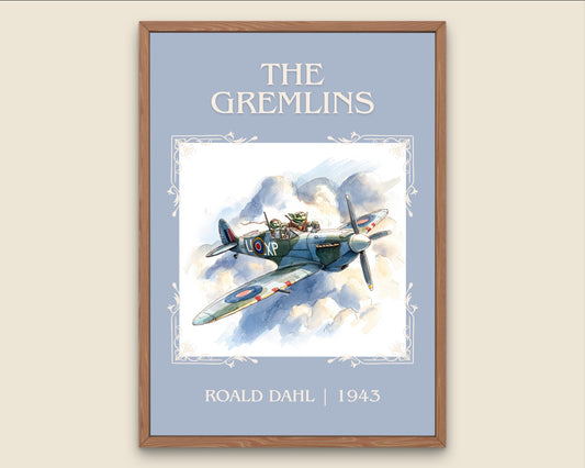 The Gremlins by Roald Dahl High Quality Poster Print. Free Delivery Wall Art. Author&Title Graphic Book Minimalist Kids Book