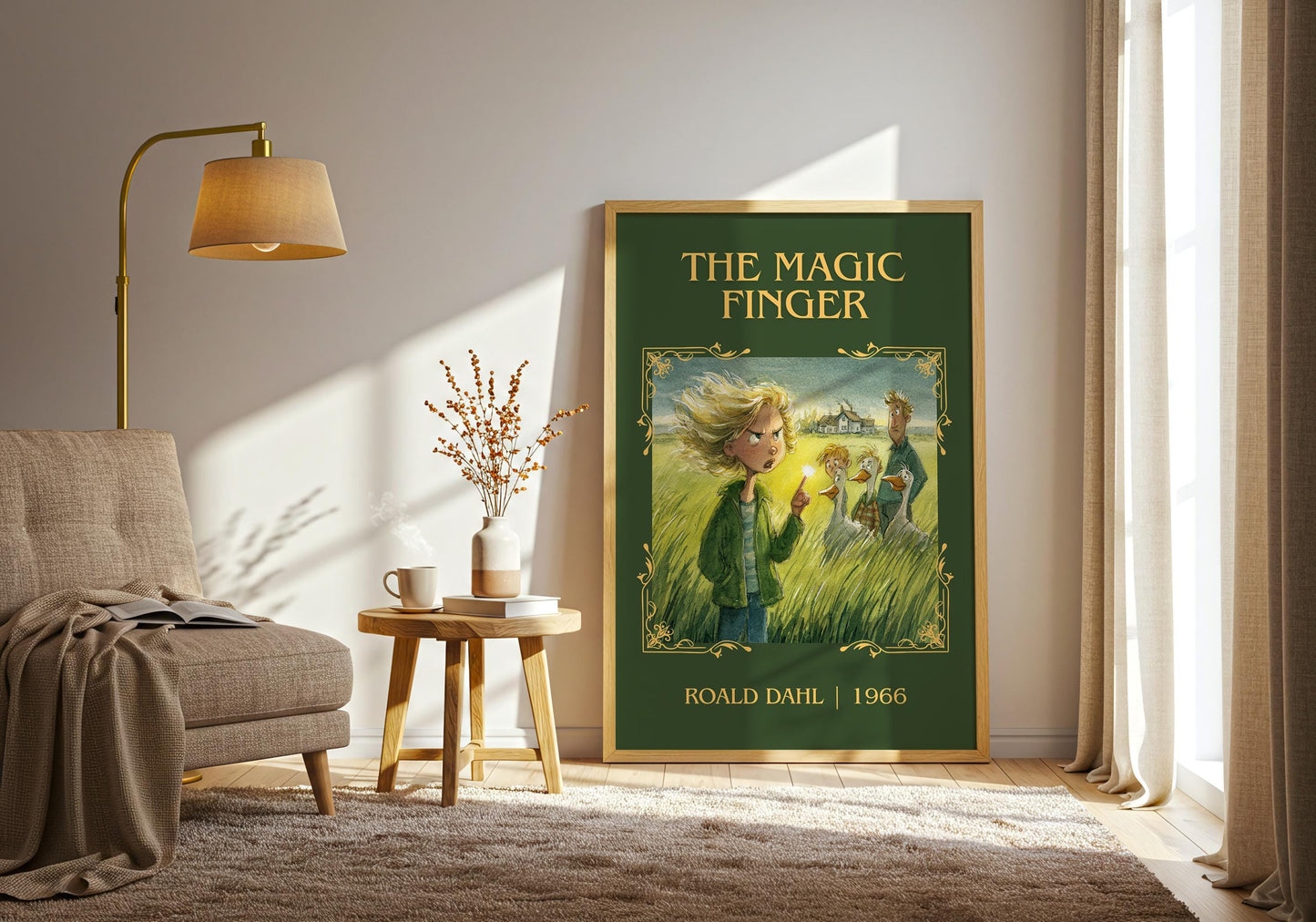 The Magic Finger by Roald Dahl High Quality Poster Print. Free Delivery Wall Art. Author&Title Graphic Book Minimalist Kids Book