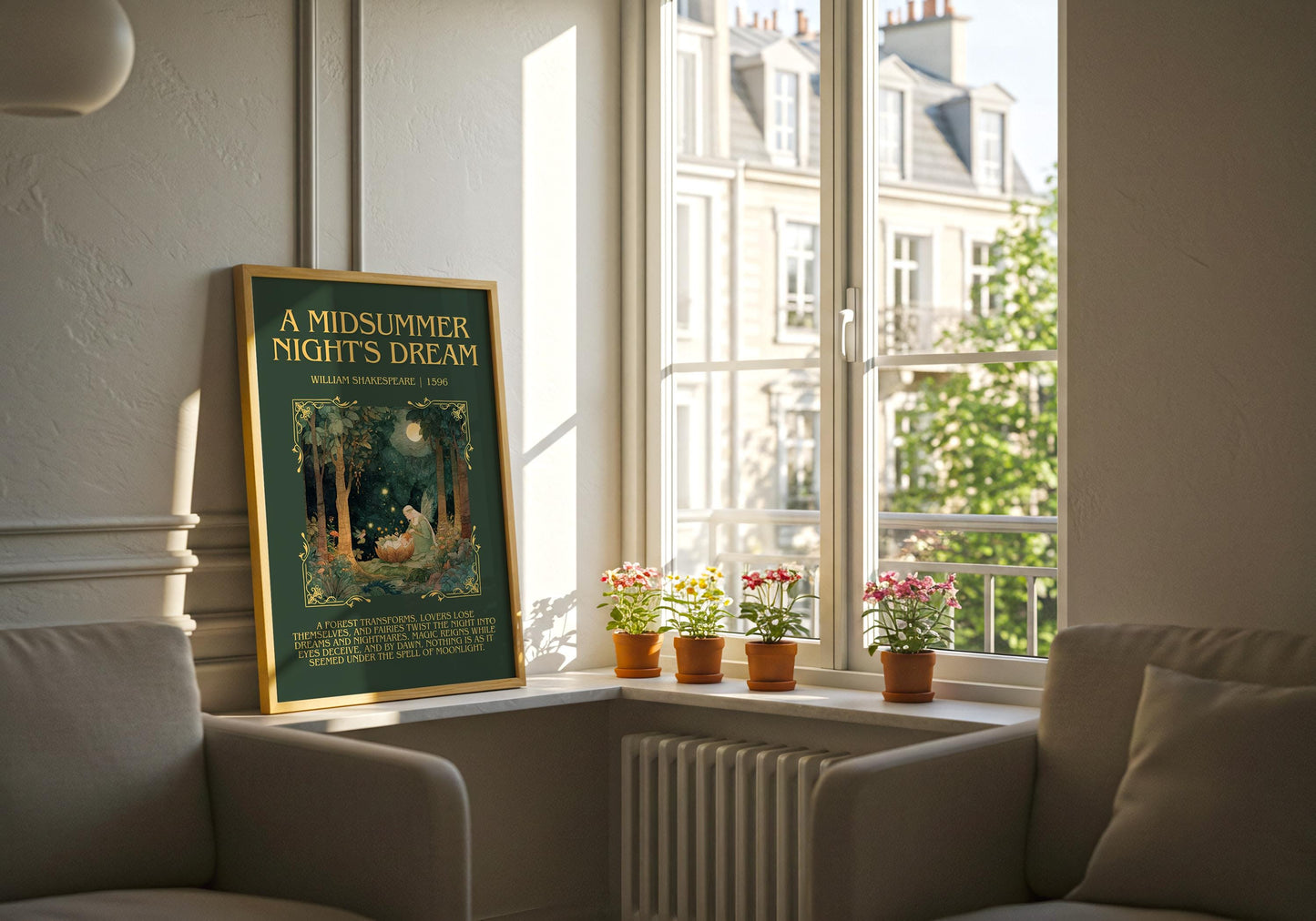 A Midsummer Night's Dream by William Shakespeare Descriptive, High Quality Poster Print.Free Delivery Wall Art.Author&Blurb Book Nook Gift