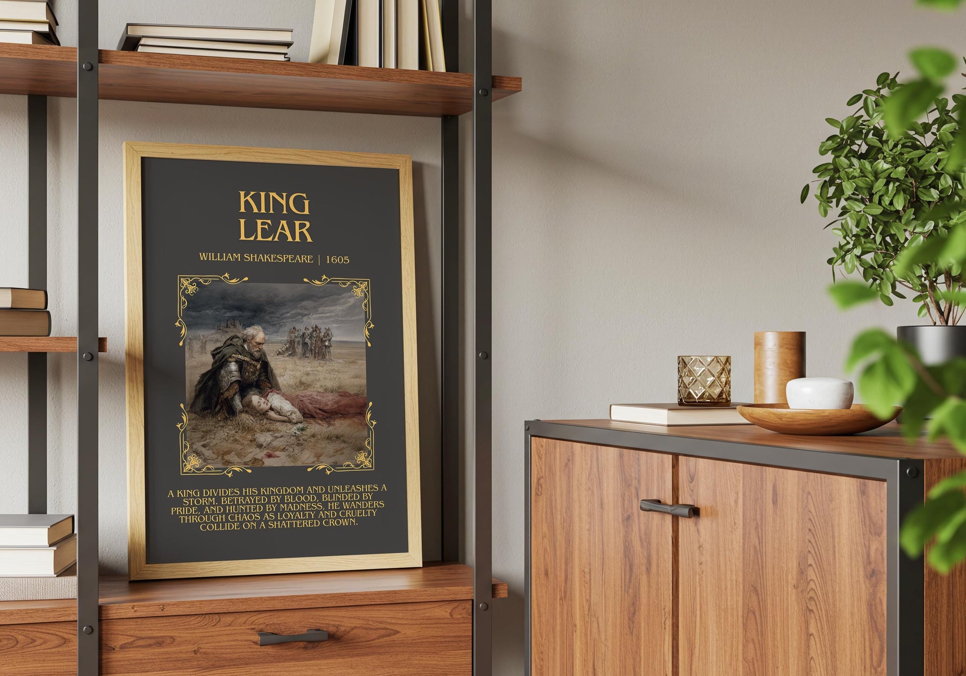 King Lear by William Shakespeare Descriptive, High Quality Poster Print.Free Delivery Wall Art.Author&Blurb Book Play Nook Gift Library