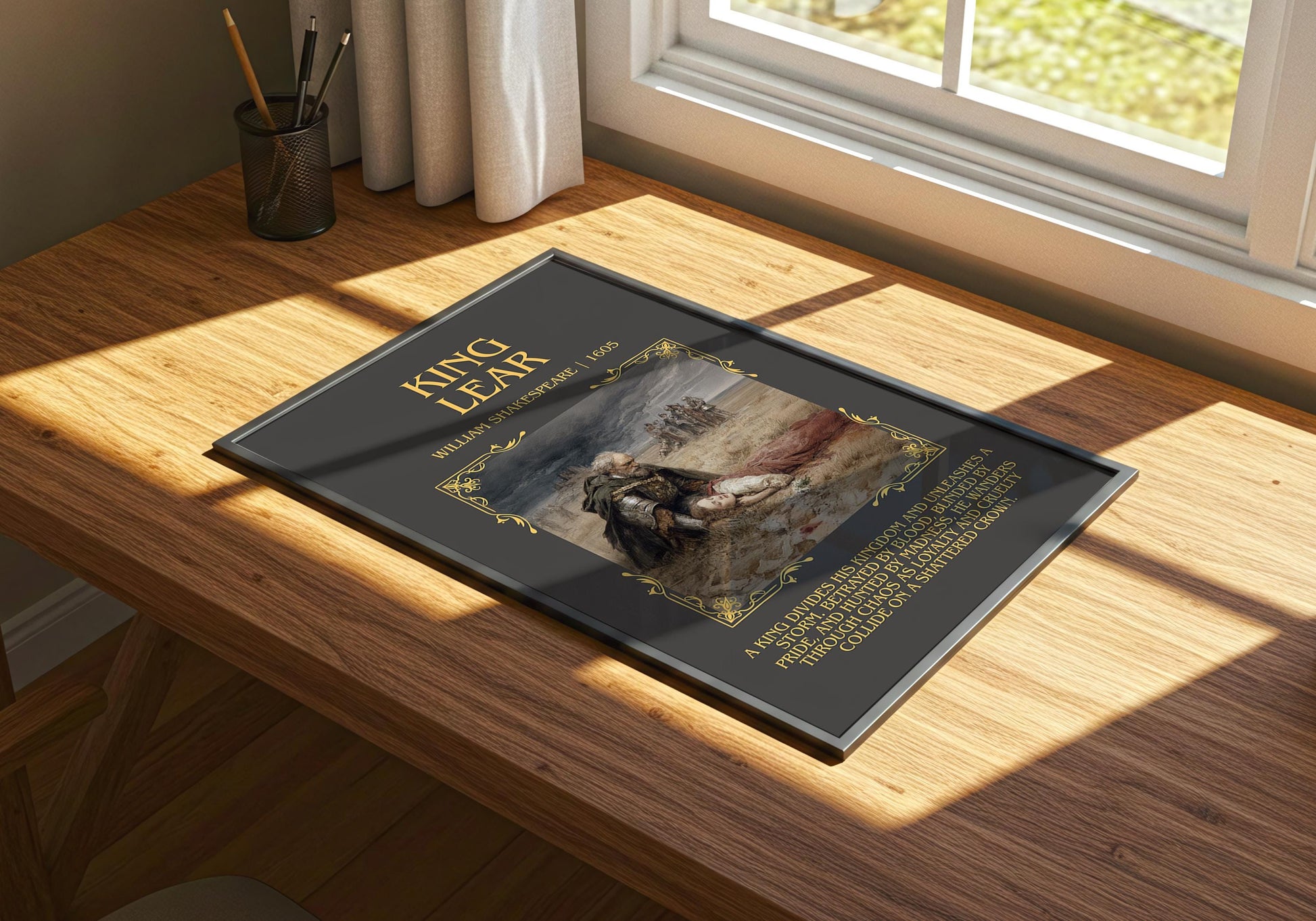 King Lear by William Shakespeare Descriptive, High Quality Poster Print.Free Delivery Wall Art.Author&Blurb Book Play Nook Gift Library