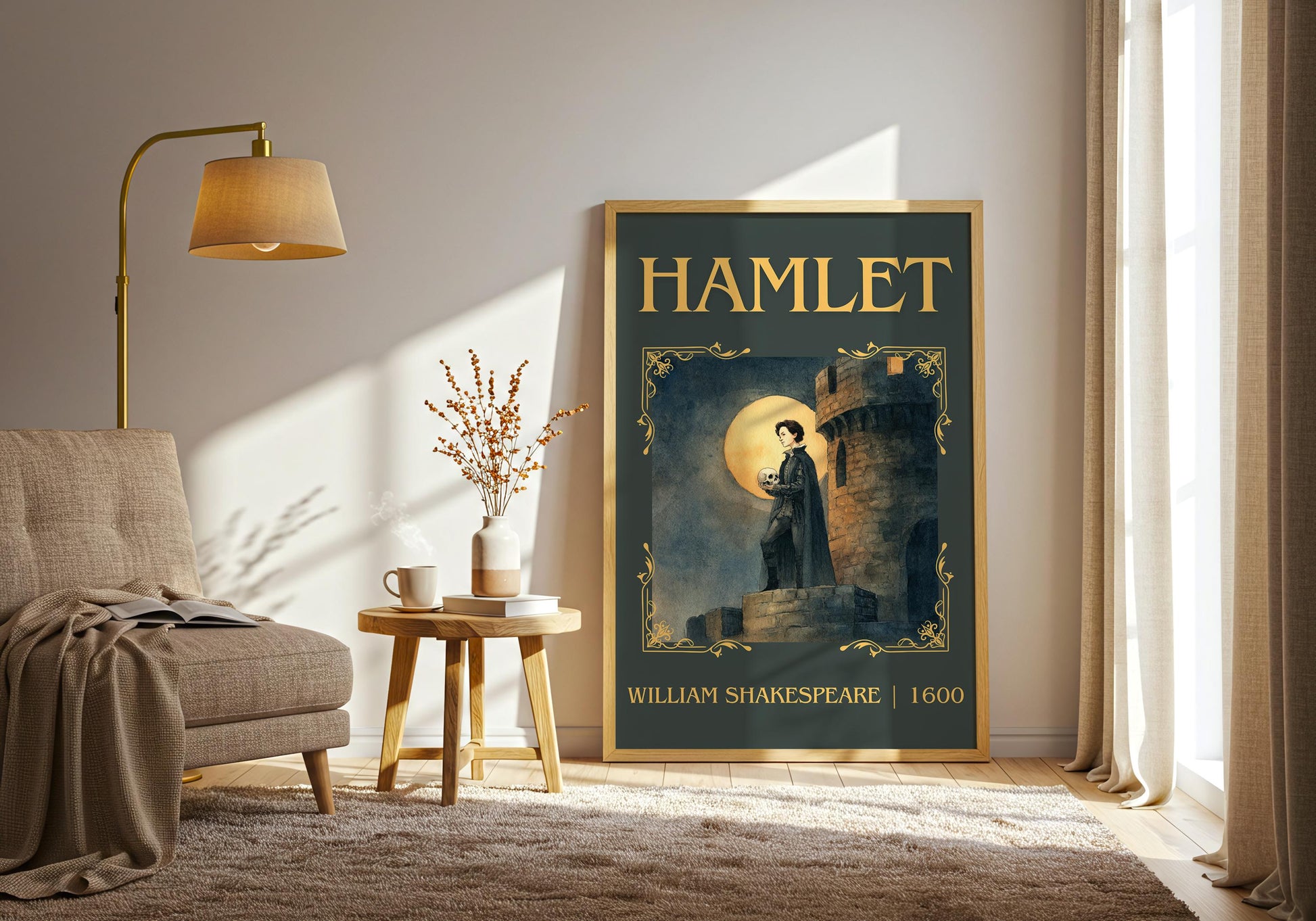 Hamlet by William Shakespeare High Quality Poster Print-Free Delivery Wall Art. Author Book Artwork-Minimalist Gift Nook Play