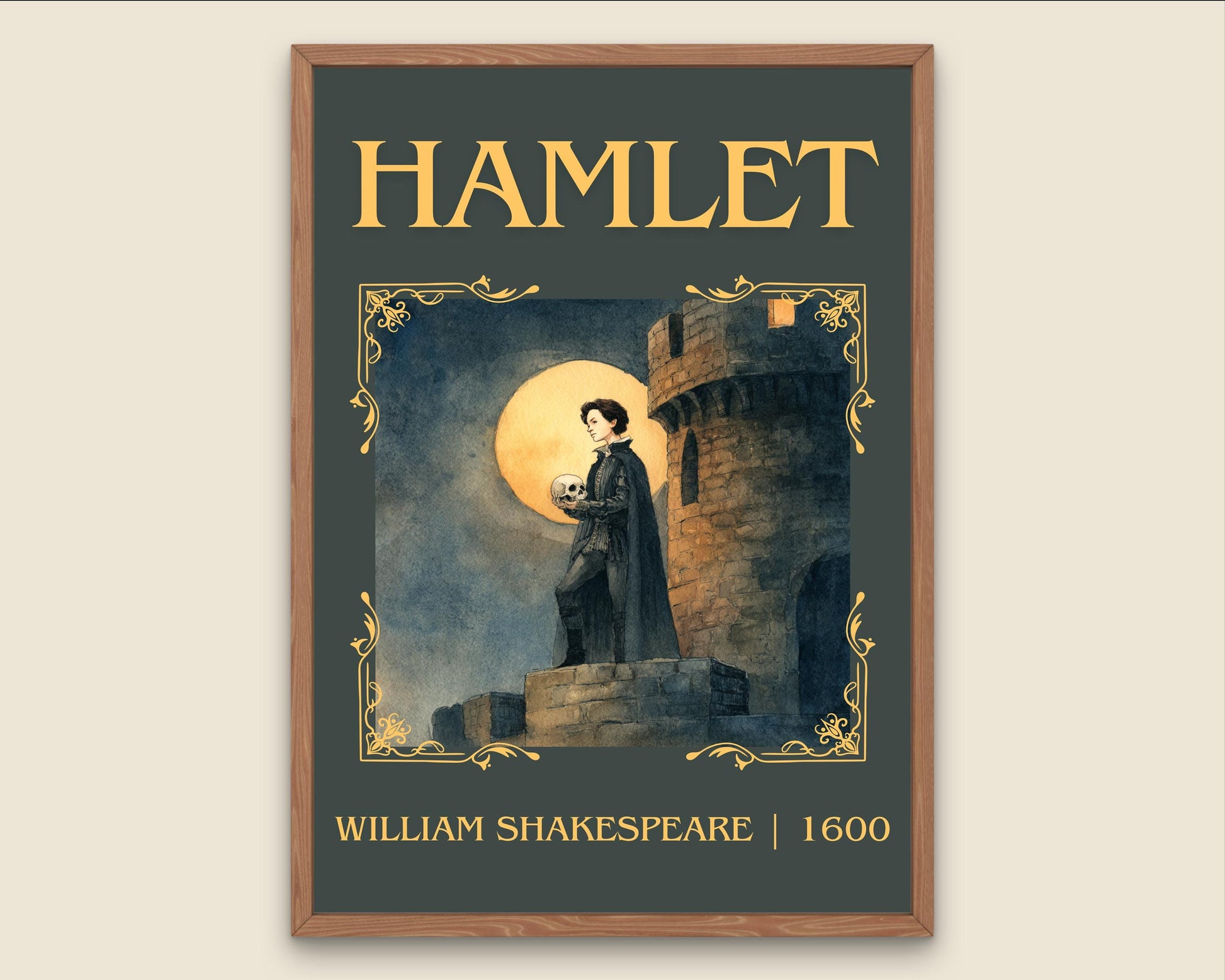Hamlet by William Shakespeare High Quality Poster Print-Free Delivery Wall Art. Author Book Artwork-Minimalist Gift Nook Play