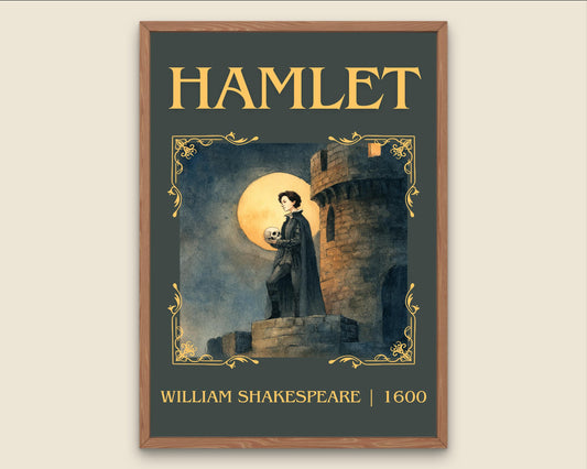 Hamlet by William Shakespeare High Quality Poster Print-Free Delivery Wall Art. Author Book Artwork-Minimalist Gift Nook Play