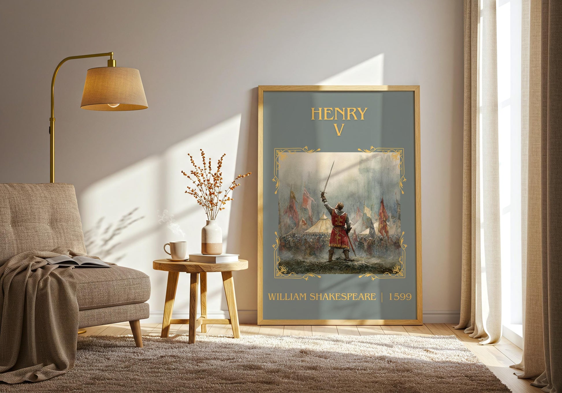 Henry V by William Shakespeare High Quality Poster Print-Free Delivery Wall Art. Author Book Artwork-Minimalist Gift Nook Henry the Fifth