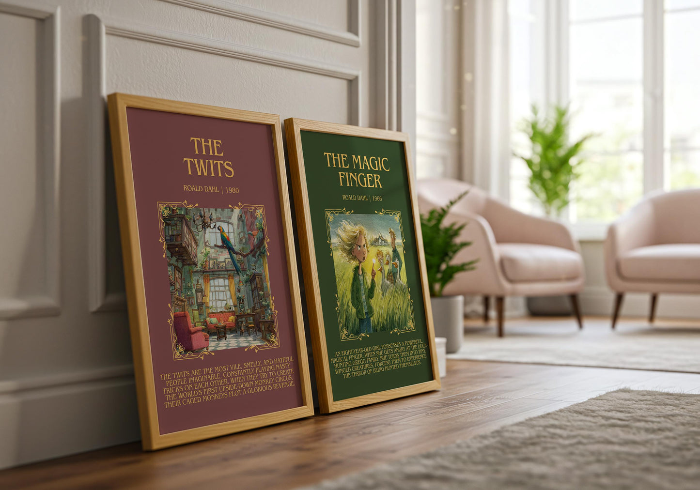 The Twits by Roald Dahl Descriptive, High Quality Poster Print.Free Delivery Wall Art.Author&Blurb Book Nook Gift Library Kids Book