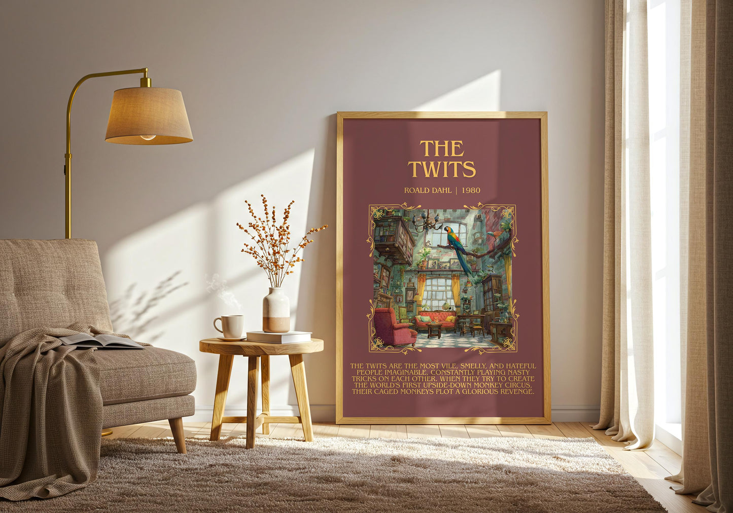 The Twits by Roald Dahl Descriptive, High Quality Poster Print.Free Delivery Wall Art.Author&Blurb Book Nook Gift Library Kids Book