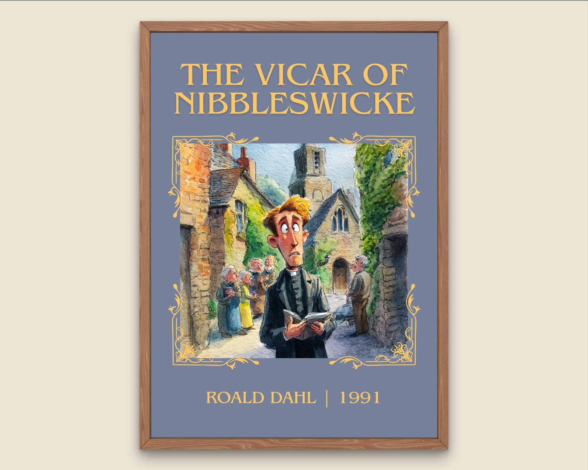 The Vicar Of Nibbelswicke by Roald Dahl High Quality Poster Print. Free Delivery Wall Art. Author&Title Graphic Book Minimalist Kids Book