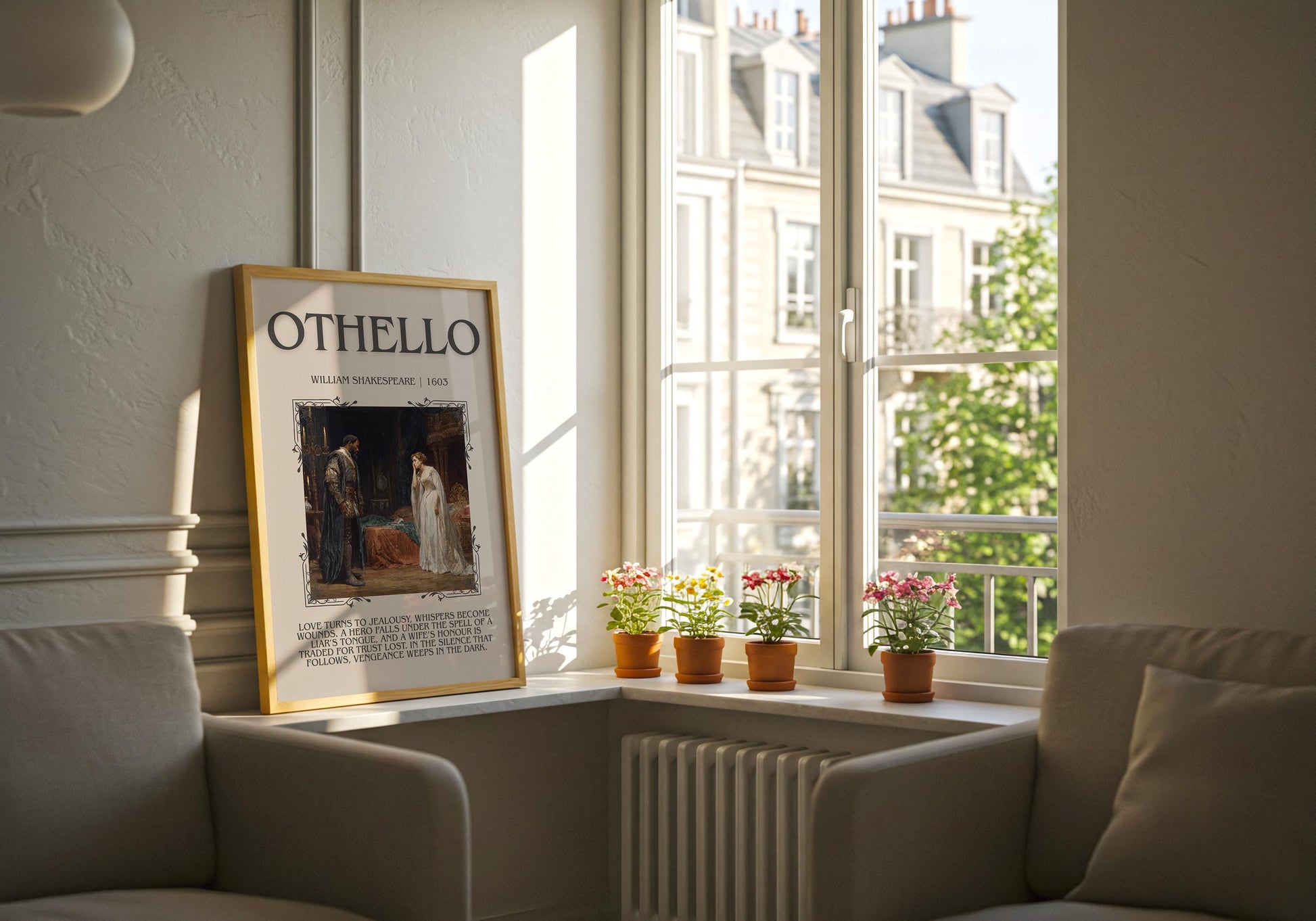 Othello by William Shakespeare Descriptive, High Quality Poster Print.Free Delivery Wall Art.Author&Blurb Book Nook Gift Play Library