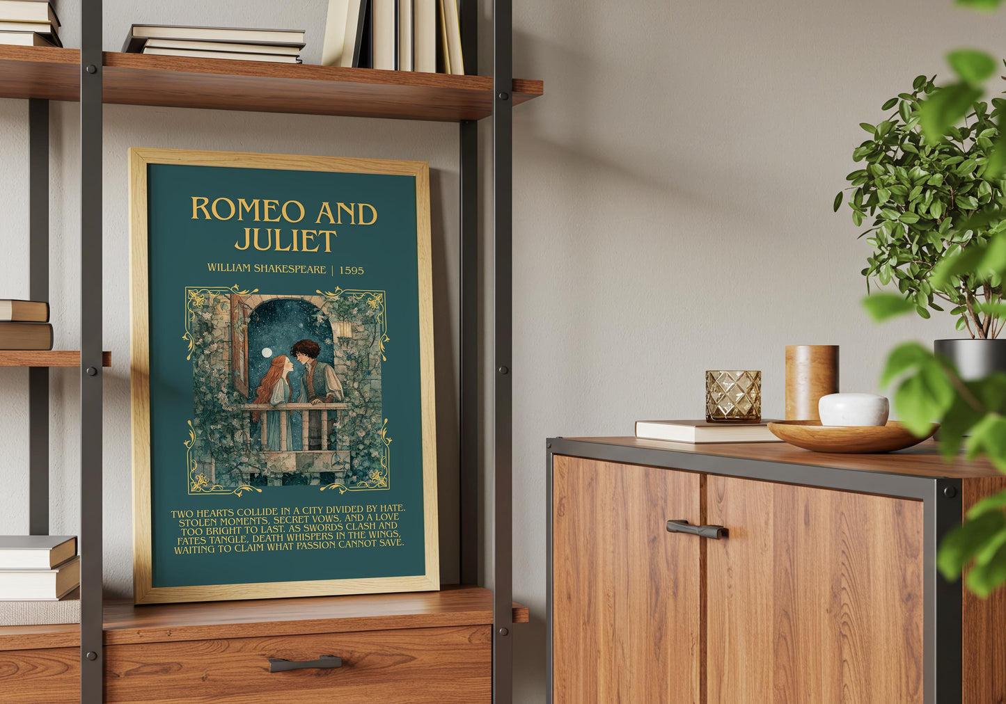Romeo And Juliet by William Shakespeare Descriptive, High Quality Poster Print.Free Delivery Wall Art.Author&Blurb Book Play Nook Gift