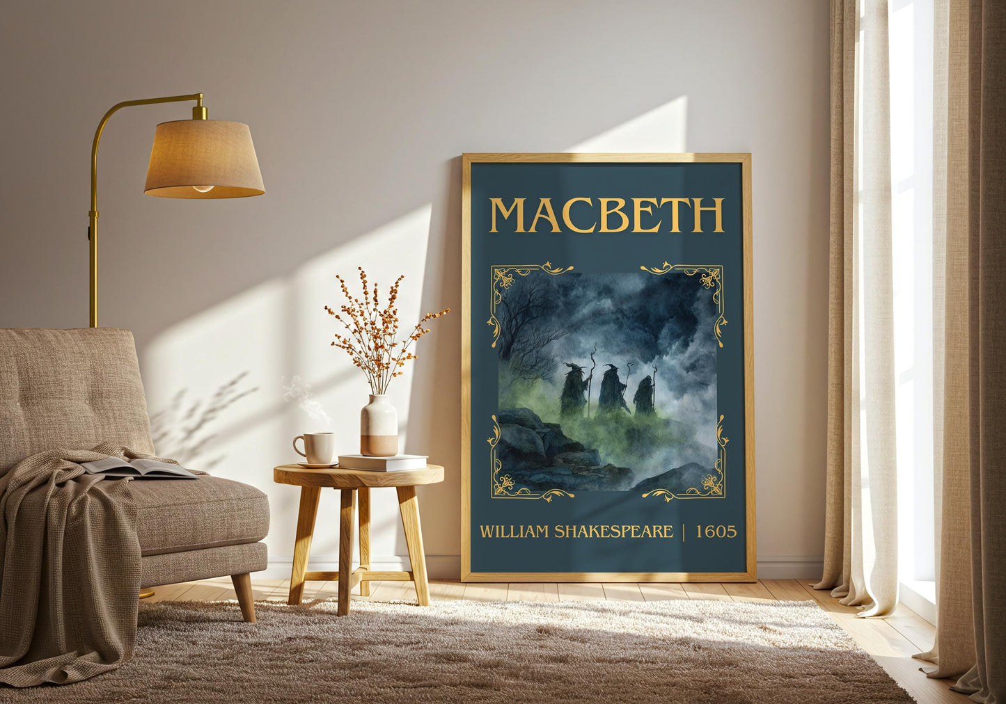 Macbeth by William Shakespeare High Quality Poster Print-Free Delivery Wall Art. Author Book Artwork-Minimalist Gift Nook Library Play