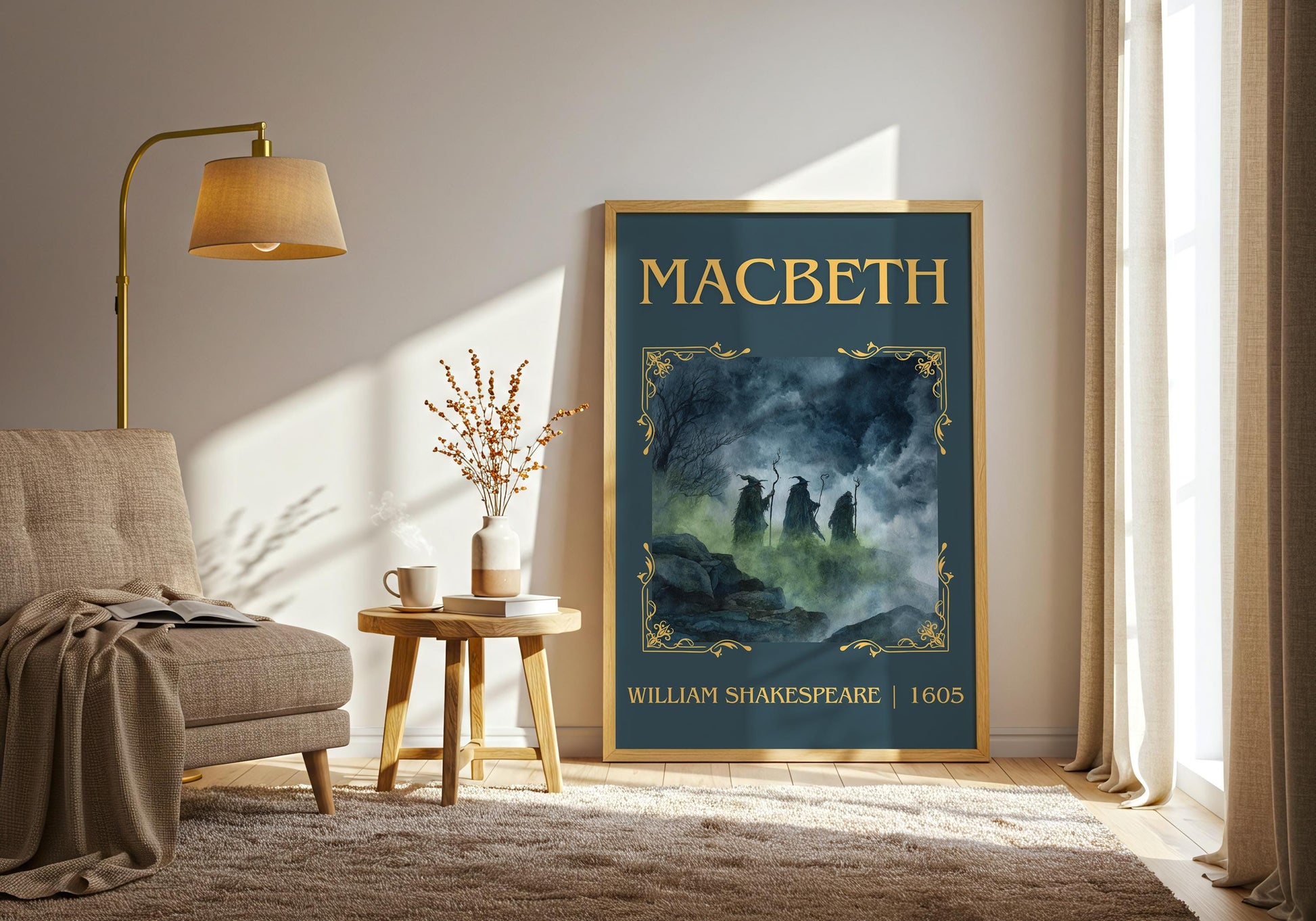 Macbeth by William Shakespeare High Quality Poster Print-Free Delivery Wall Art. Author Book Artwork-Minimalist Gift Nook Library Play