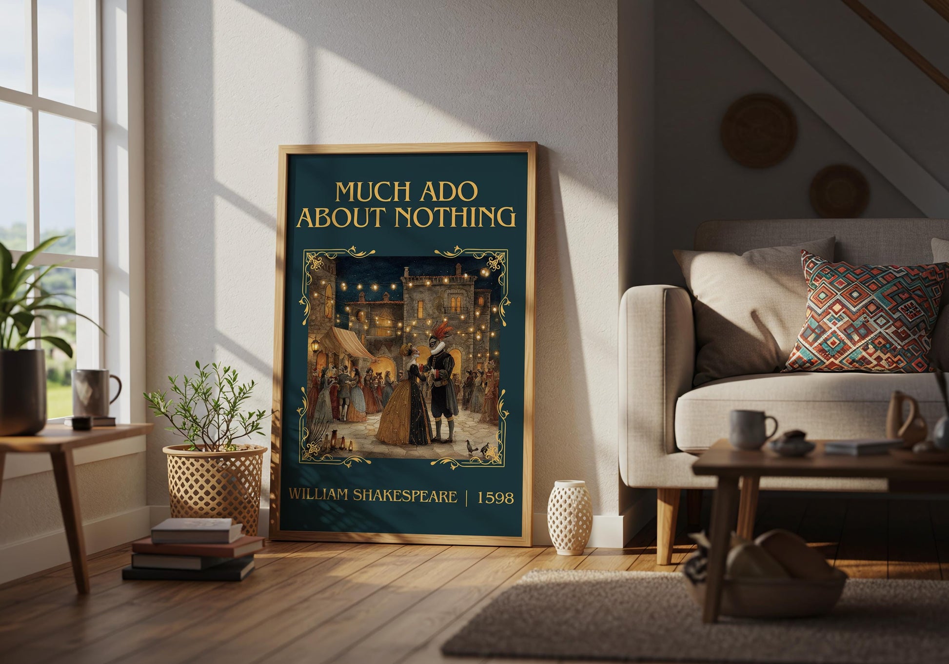 Much Ado About Nothing by William Shakespeare Descriptive, High Quality Poster Print.Free Delivery Wall Art.Author&Blurb Book Nook Gift Play