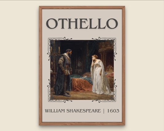 Othello by William Shakespeare High Quality Poster Print-Free Delivery Wall Art. Author Book Artwork-Minimalist Gift Nook Library Play