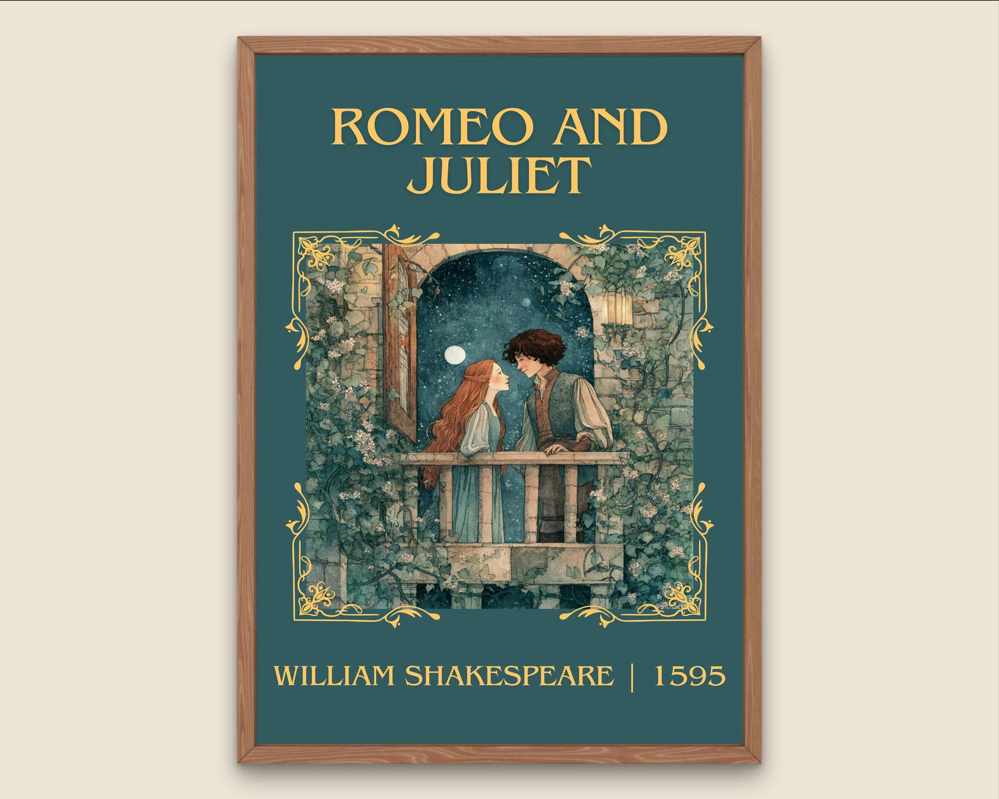 Romeo And Juliet by William Shakespeare Descriptive, High Quality Poster Print.Free Delivery Wall Art.Author&Blurb Book Nook Gift Play