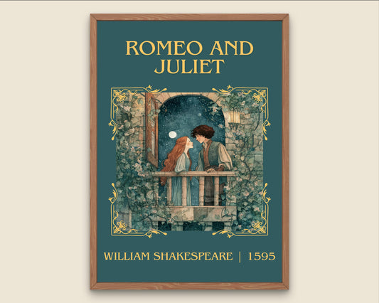 Romeo And Juliet by William Shakespeare Descriptive, High Quality Poster Print.Free Delivery Wall Art.Author&Blurb Book Nook Gift Play