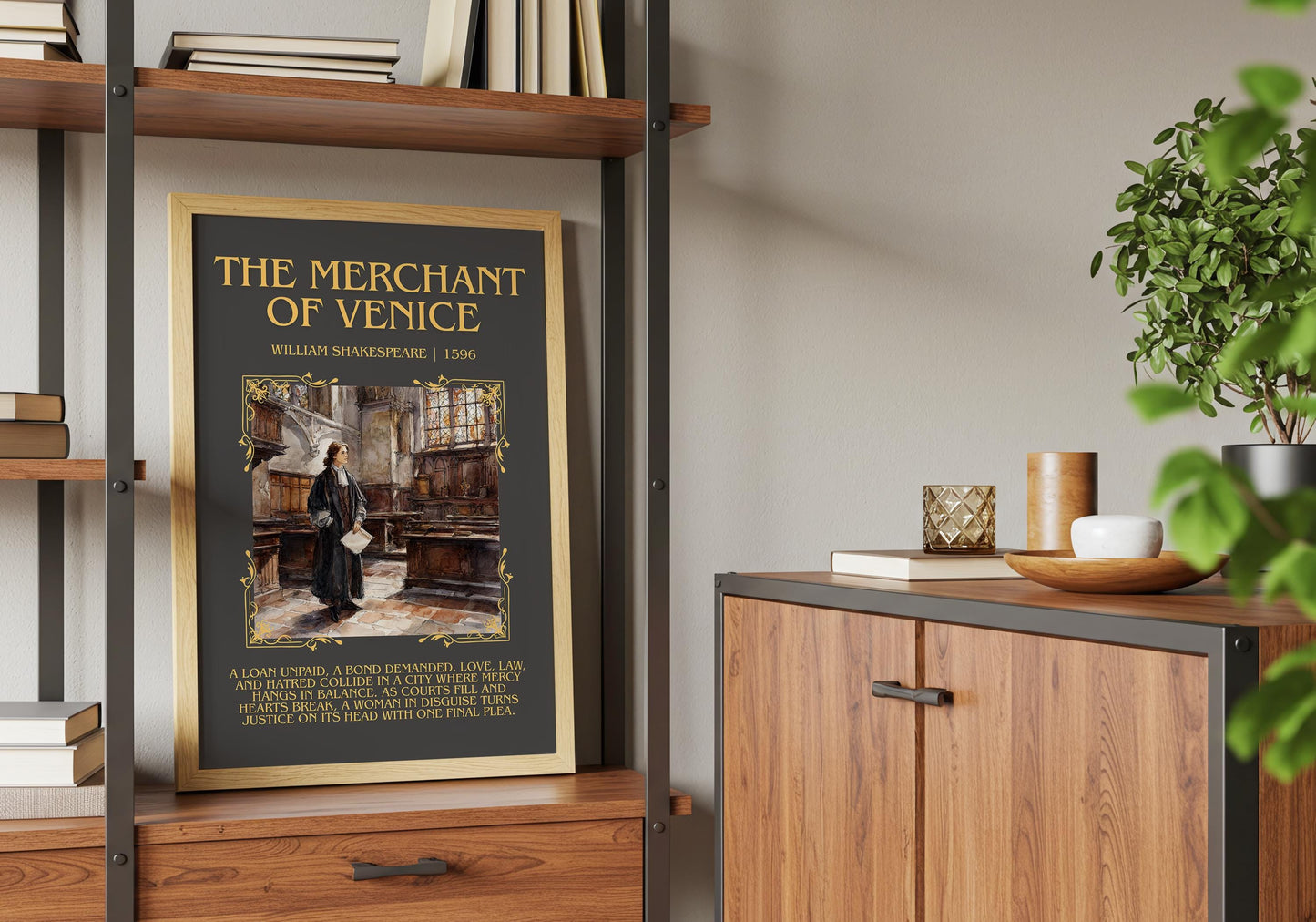 The Merchant Of Venice by William Shakespeare Descriptive, High Quality Poster Print.Free Delivery Wall Art.Author&Blurb Book Nook Gift Play