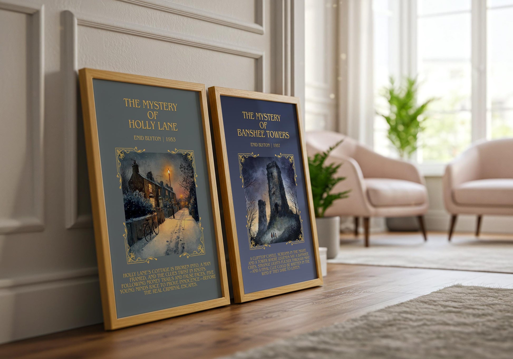 The Mystery Of Banshee Towers by Enid Blyton Descriptive, High Quality Poster Print.Free Delivery Wall Art.Author&Blurb Book Nook Gift Play