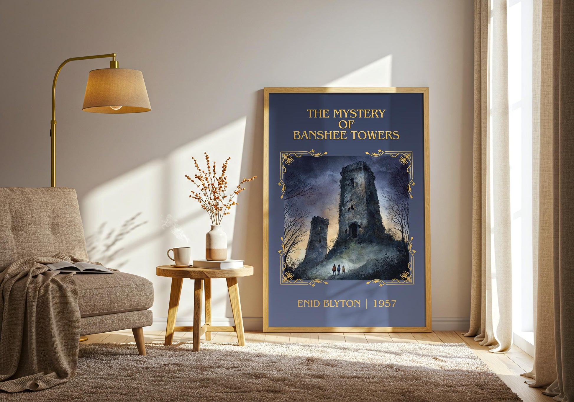 The Mystery Of Banshee Towers by Enid Blyton High Quality Poster Print-Free Delivery Wall Art. Author Book Artwork-Minimalist Gift Nook
