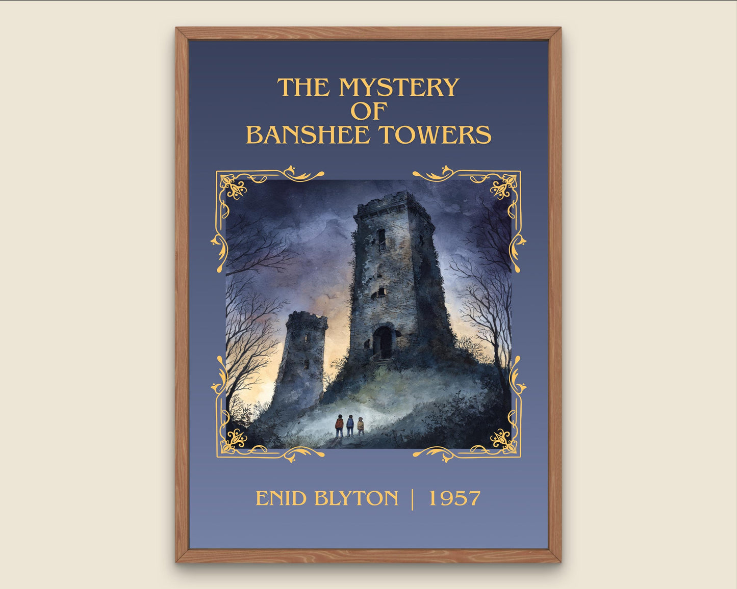The Mystery Of Banshee Towers by Enid Blyton High Quality Poster Print-Free Delivery Wall Art. Author Book Artwork-Minimalist Gift Nook