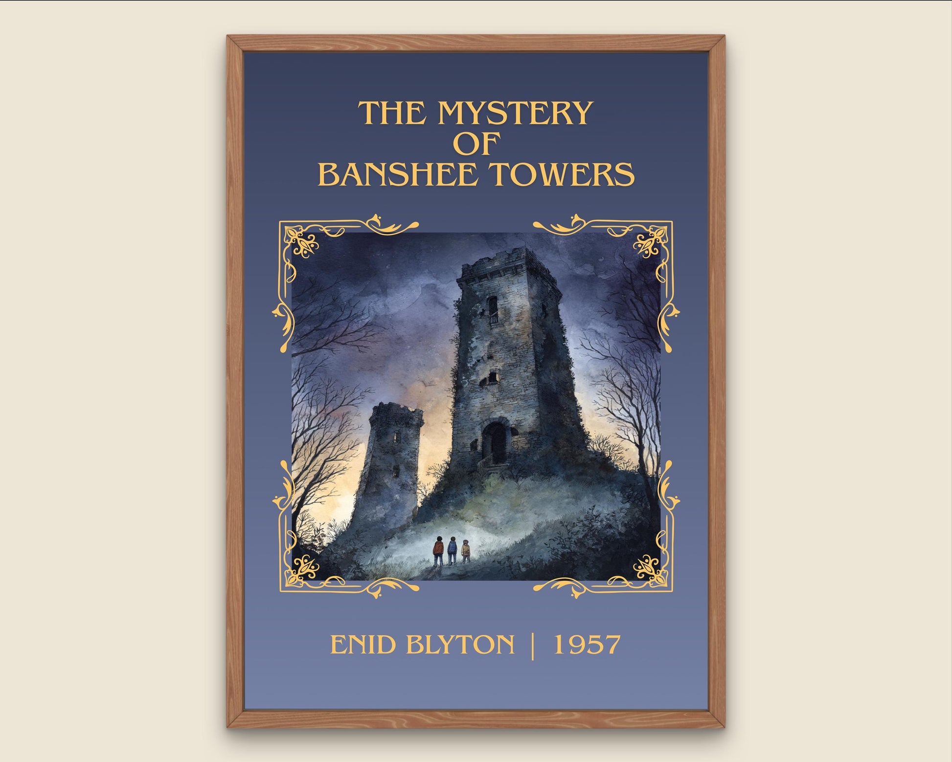 The Mystery Of Banshee Towers by Enid Blyton High Quality Poster Print-Free Delivery Wall Art. Author Book Artwork-Minimalist Gift Nook