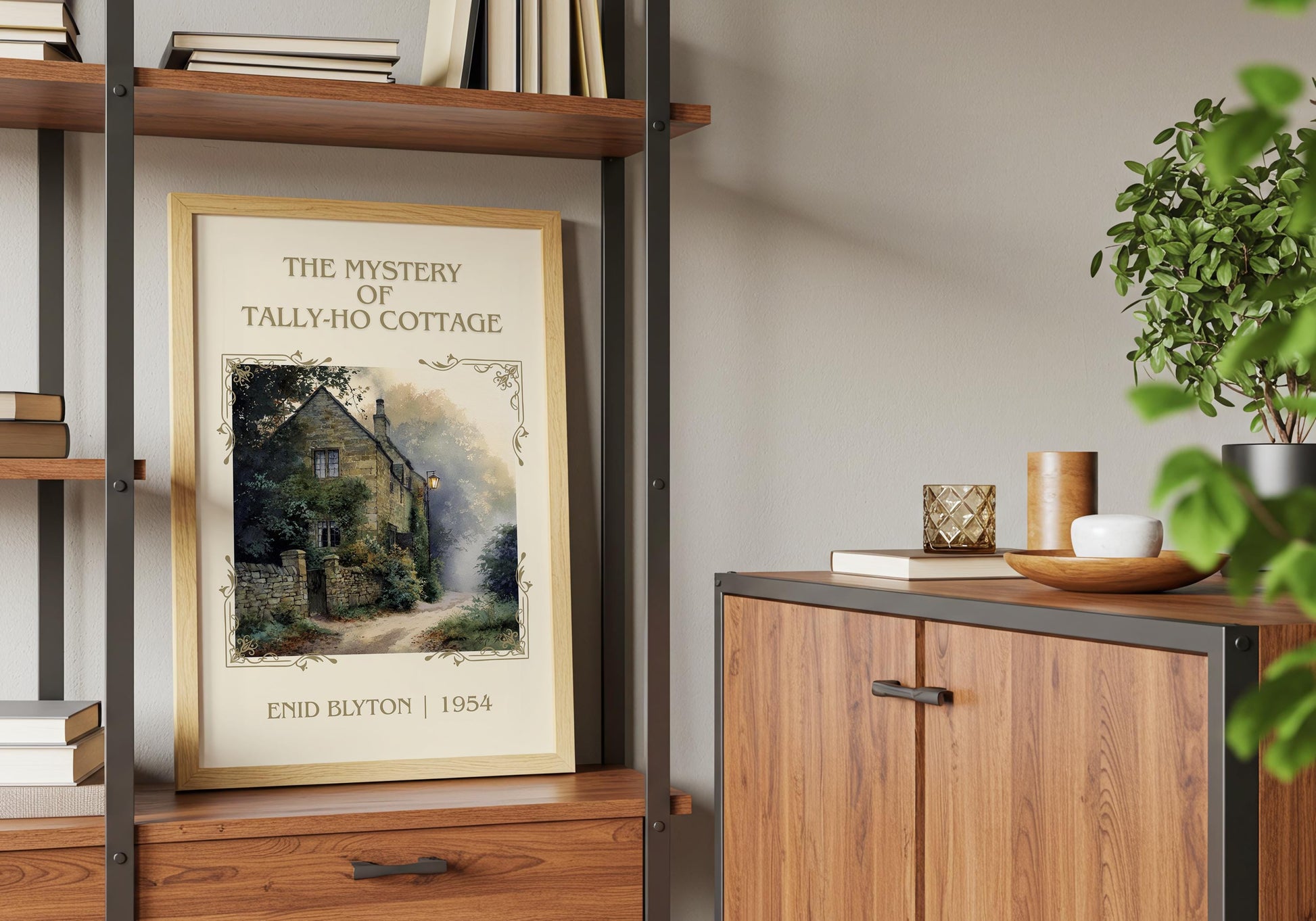 The Mystery Of Tally-Ho Cottage by Enid Blyton High Quality Poster Print-Free Delivery Wall Art. Author Book Artwork-Minimalist Gift Nook