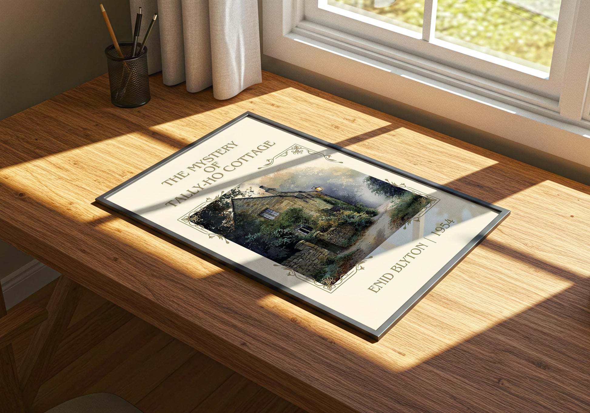 The Mystery Of Tally-Ho Cottage by Enid Blyton High Quality Poster Print-Free Delivery Wall Art. Author Book Artwork-Minimalist Gift Nook