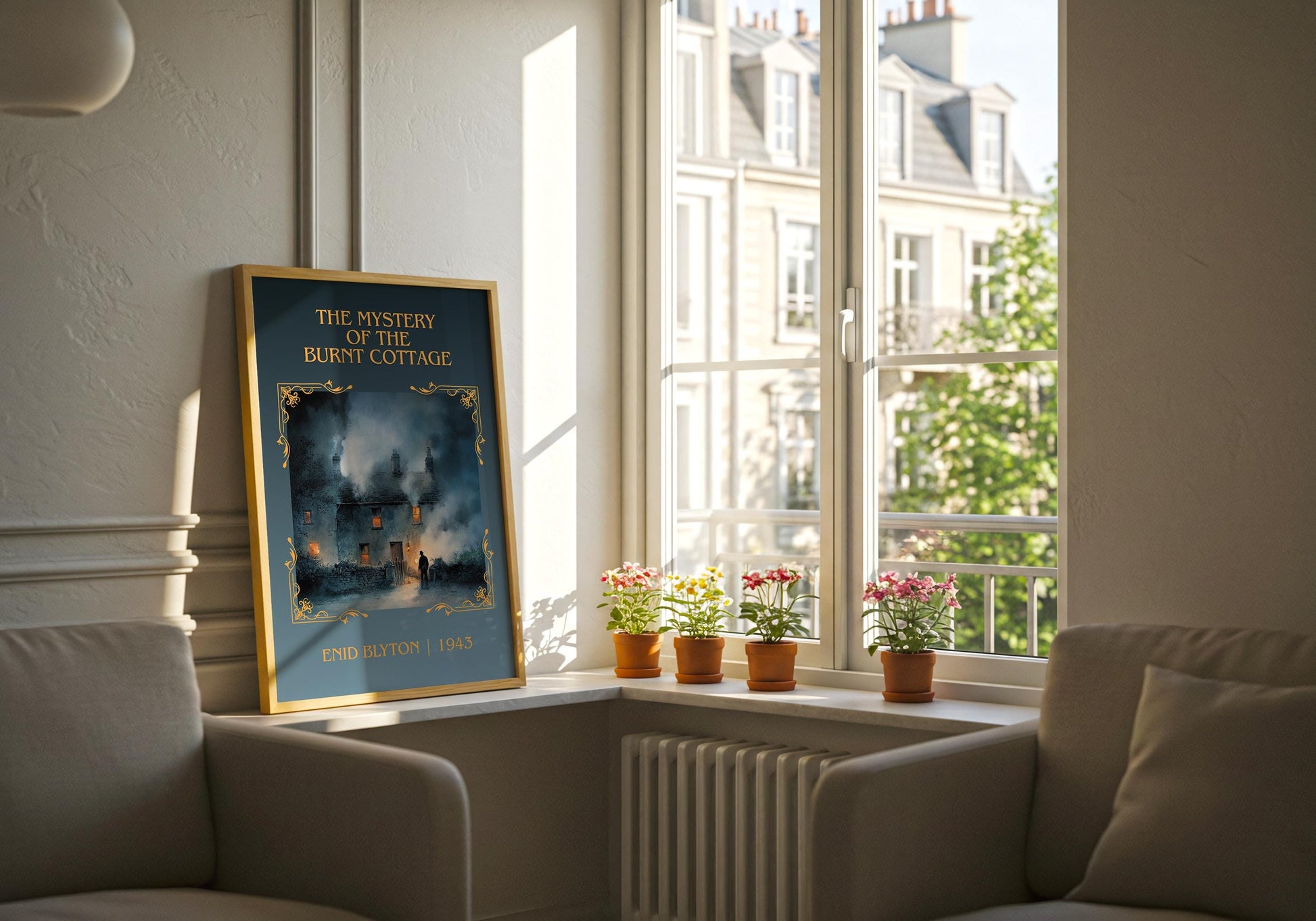 The Mystery Of The Burnt Cottage by Enid Blyton High Quality Poster Print-Free Delivery Wall Art. Author Book Artwork-Minimalist Gift Nook