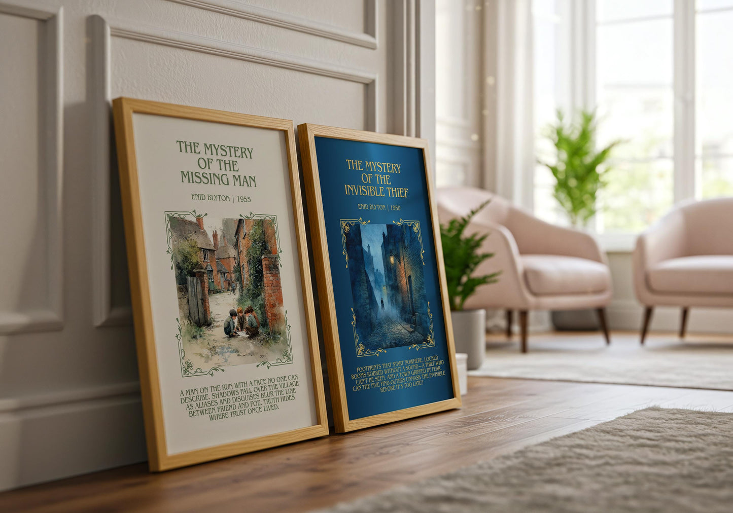The Mystery Of The Invisible Thief by Enid Blyton Descriptive, High Quality Poster Print.Free Delivery Wall Art.Author&Blurb Book Nook Gift
