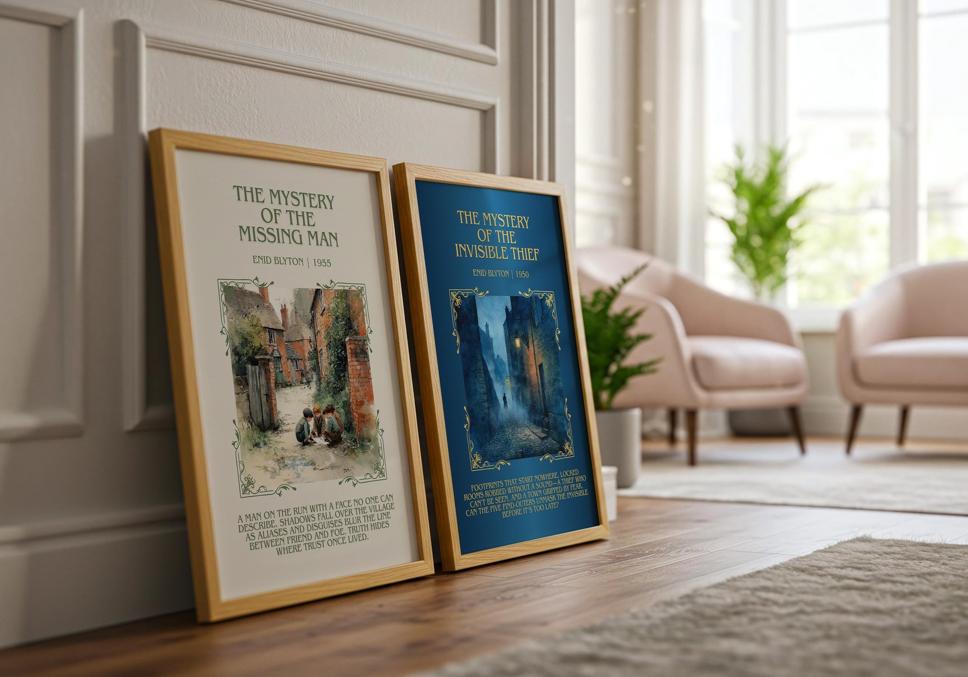 The Mystery Of The Invisible Thief by Enid Blyton Descriptive, High Quality Poster Print.Free Delivery Wall Art.Author&Blurb Book Nook Gift